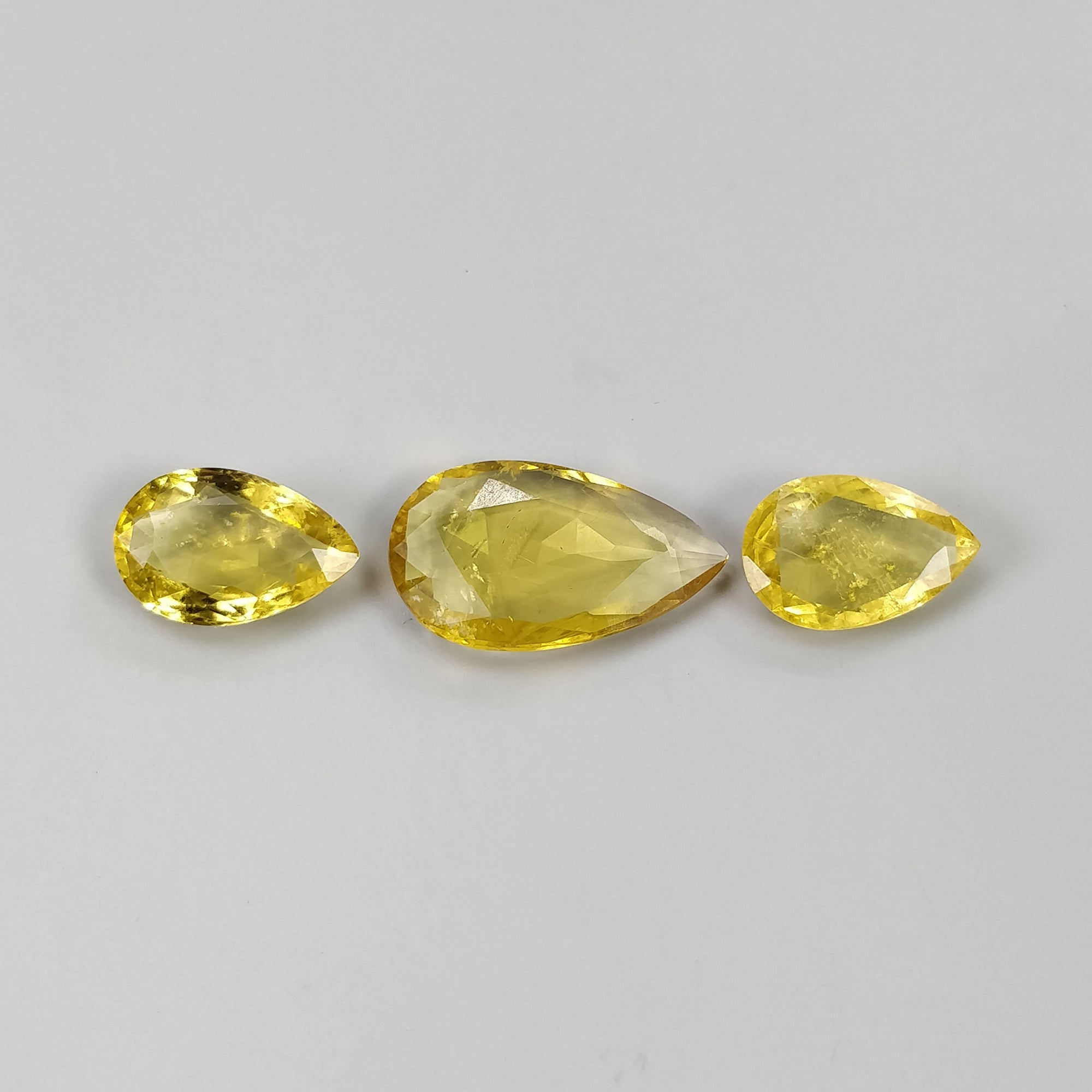 Natural Untreated Aquamarine Gemstone Rose Cut - 8.95cts Yellow Pear Shape (12.5x8mm & 18x11mm, 3pcs) | Handmade Jewelry Making, Engagement Rings & Unique Gift Ideas