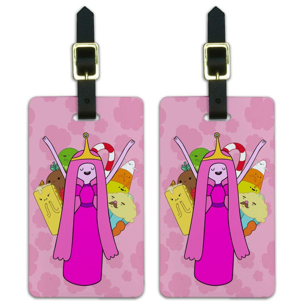 Adventure Time Princess Bubblegum Luggage ID Tags - 2 Pack Waterproof Travel Name Tags for Suitcases, Backpacks & Carry-On Bags - Perfect for Airports, Hotels & Summer Camp Identification