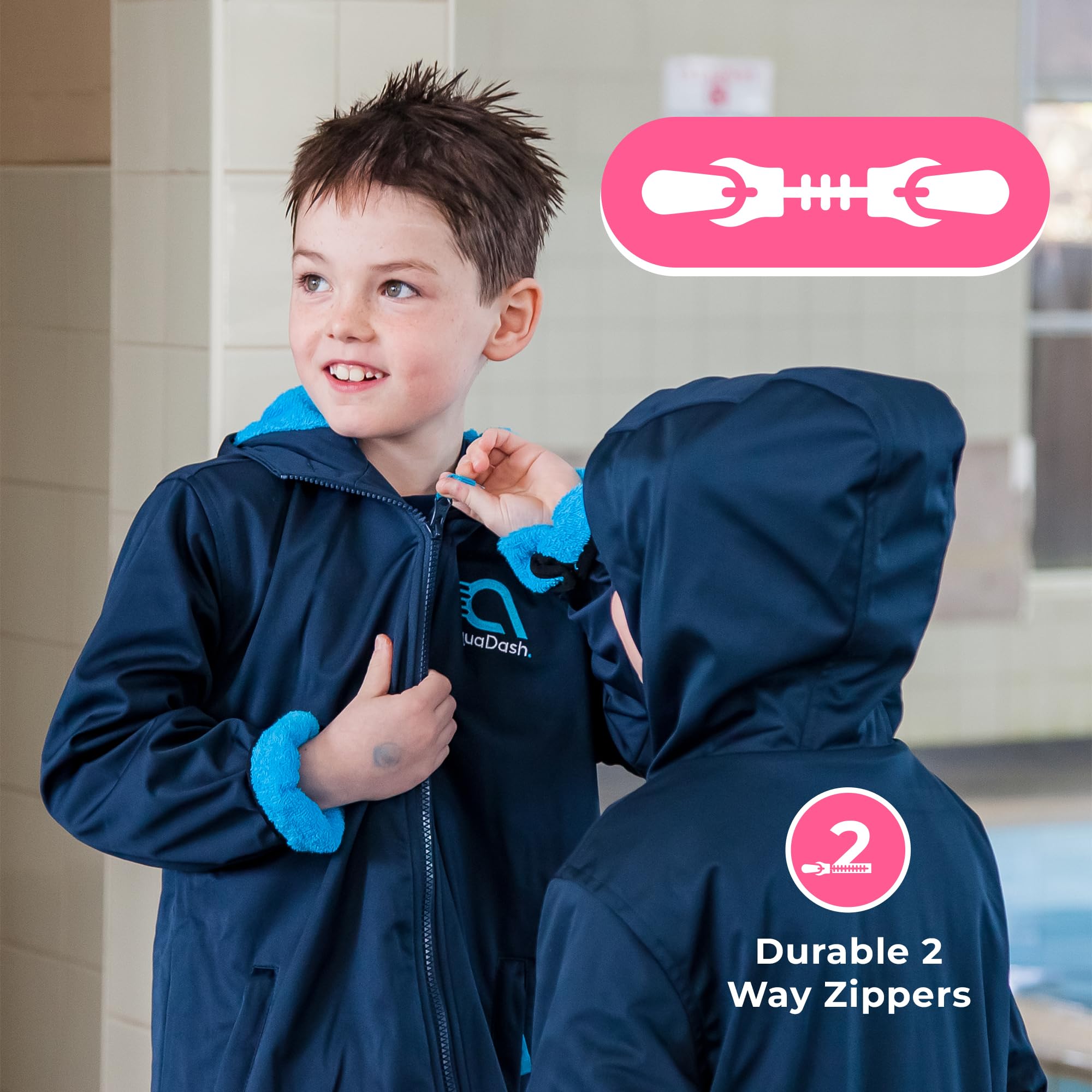 AquaDash Kids Extra Long Swim Parka - Natural Cotton Waterproof Swimwear for Boys & Girls - Perfect for Swimming Lessons, Beach Trips & Poolside Relaxation