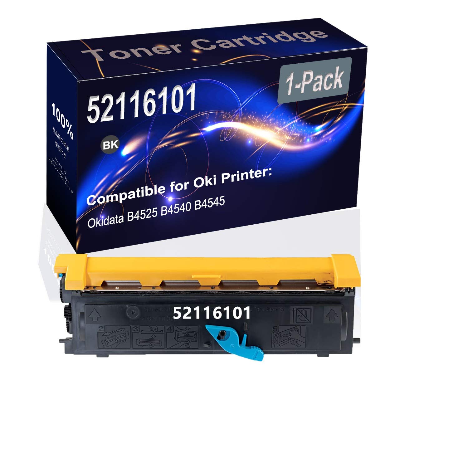 High Capacity Black 52116101 Compatible Toner Cartridge (1-Pack) for Okidata B4525 B4540 B4545 Printers - Ideal for Office, Home & Business Printing Needs