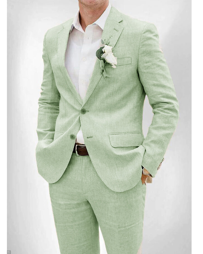 Men's 2-Piece Summer Suits in Mint Green, Pink, Blue & Beige | Lightweight Breathable Formal Wear | Perfect for Weddings, Office & Outdoor Events - CB23661