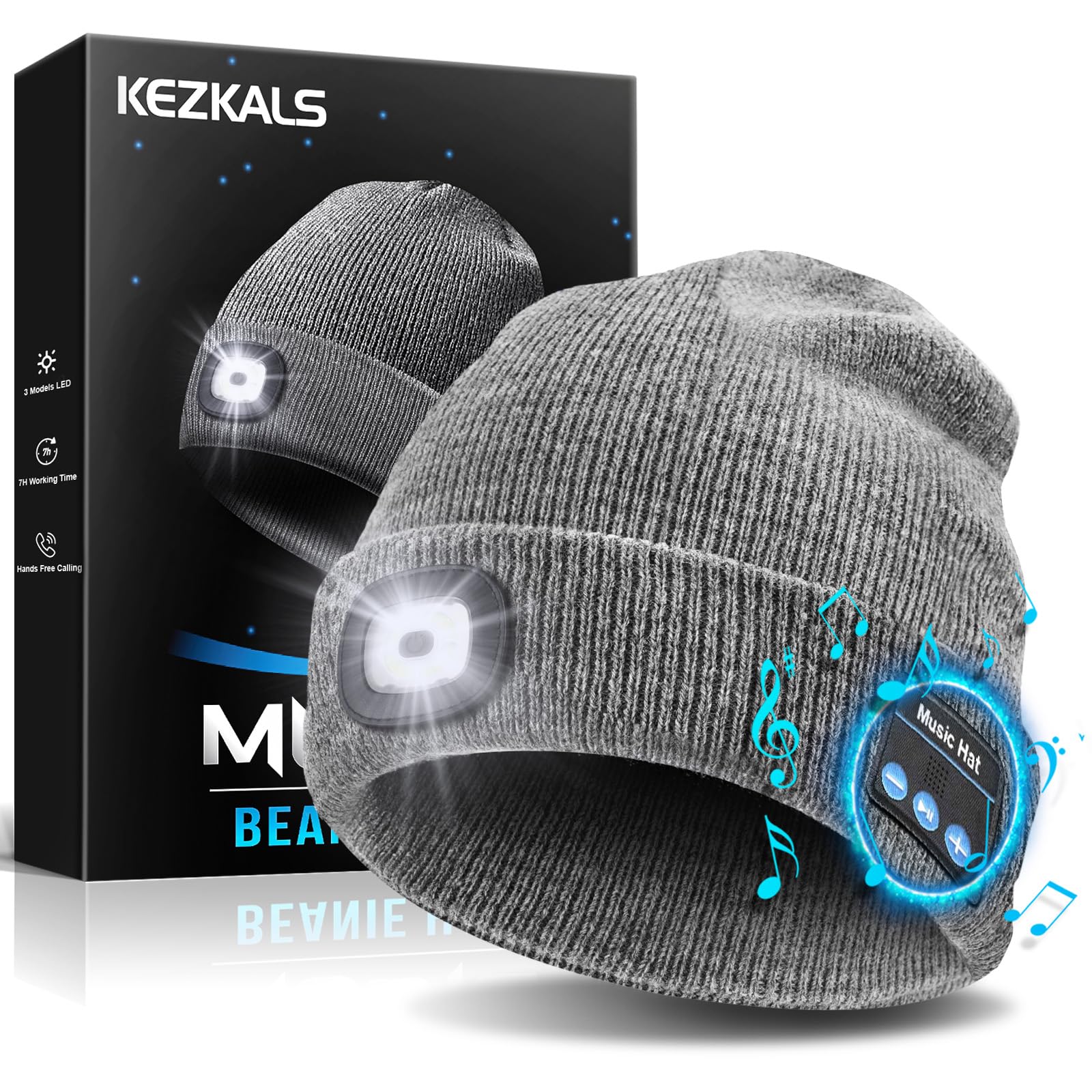 KEZKALS Bluetooth Beanie Hat for Men & Women - Wireless Headphone Winter Beanie, Perfect Christmas Stocking Stuffer & Unique Gift for Husband, Boyfriend, Dad - Great for Outdoor Activities, Commuting & Cold Weather