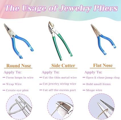 BeadsNPearls Silk Thread Jewelry Making Pliers Set - Round & Side Cutter Combo Tool Kit for DIY Crafts, Wire Cutting, Beading & Wrapping (3-Pack) | Perfect for Jewelry Making, Beadwork & Craft Projects