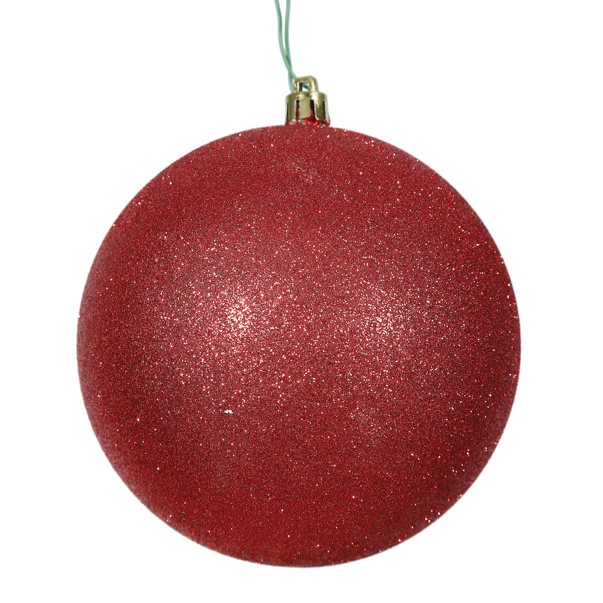 Vickerman 15.75 Inch Red Glitter Christmas Ball Ornament - Shatterproof Holiday Decor for Tree, Party & Home Decoration