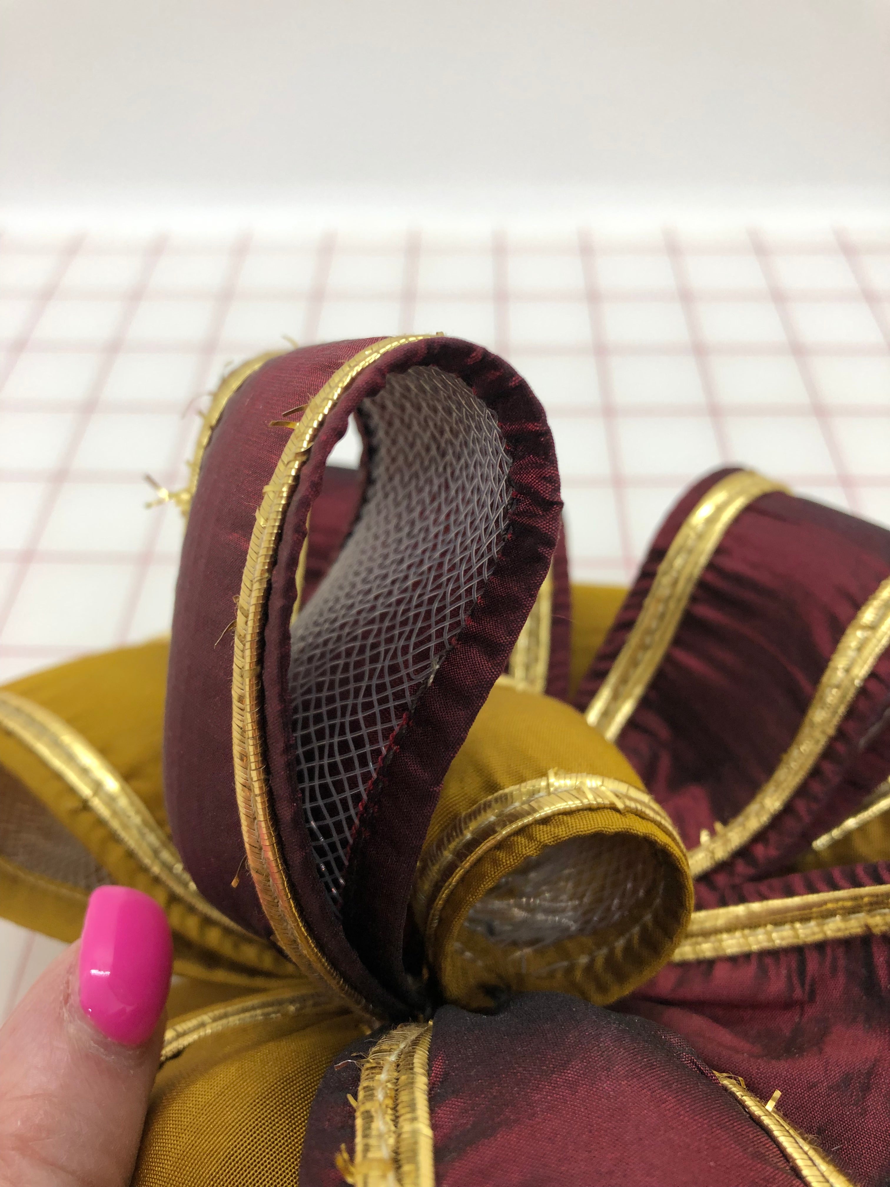 Elegant Burgundy & Gold Metallic Horsehair Bows - Limited Stock Only 2 Left! Perfect for Weddings, Gifts & Home Decor