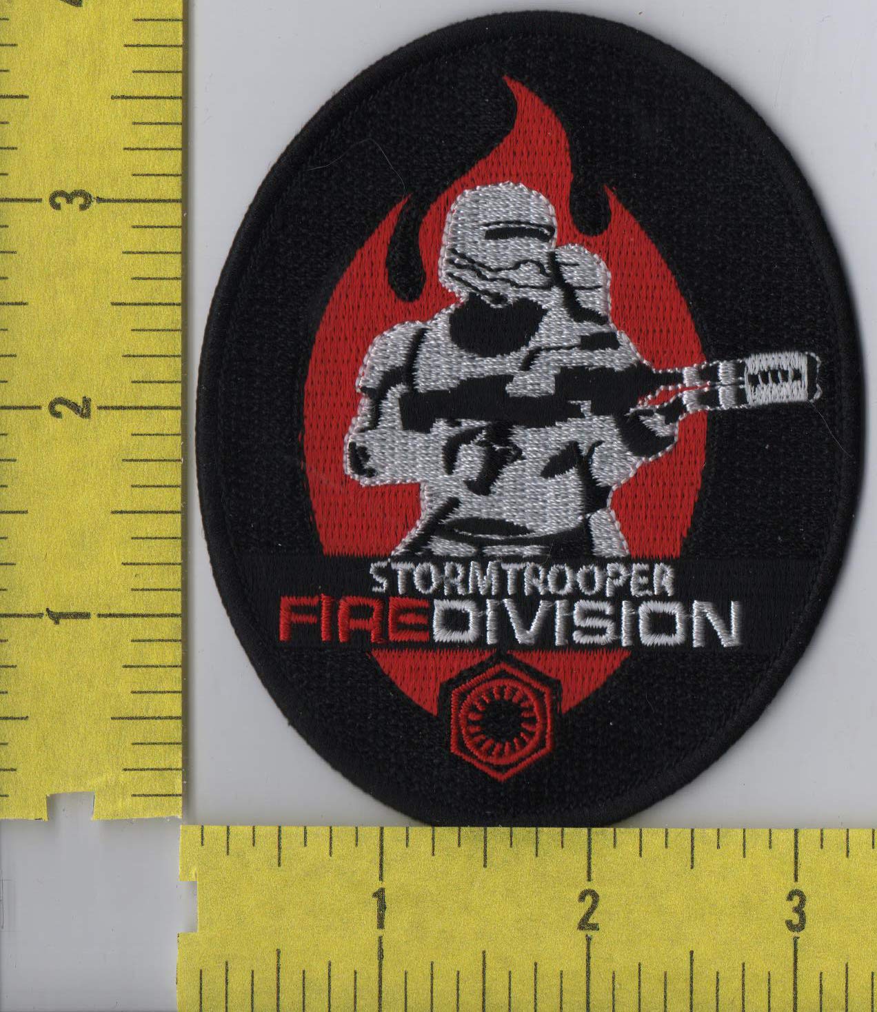 SW Storm Trooper Fire Division Iron-On Patch for Jackets, Bags & DIY Crafts – Star Wars Inspired Embroidered Badge for Cosplay & Customization