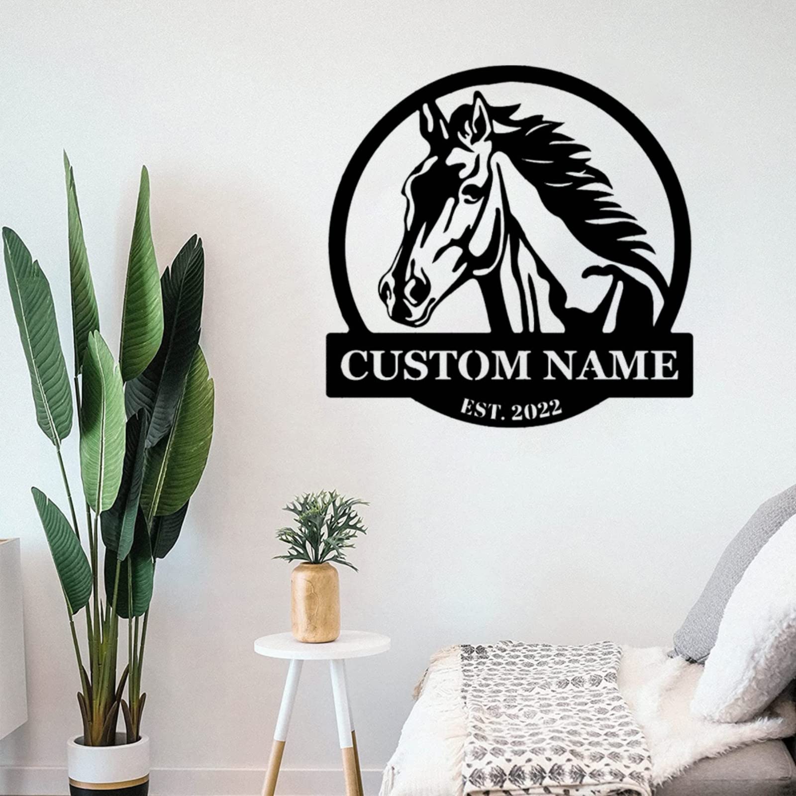Custom Personalized Metal Wall Art - Horse Farm Name Sign - Unique Gift for Horse Lovers - Rustic Home & Barn Decor for Western Style Living Rooms, Stables & Equestrian Centers