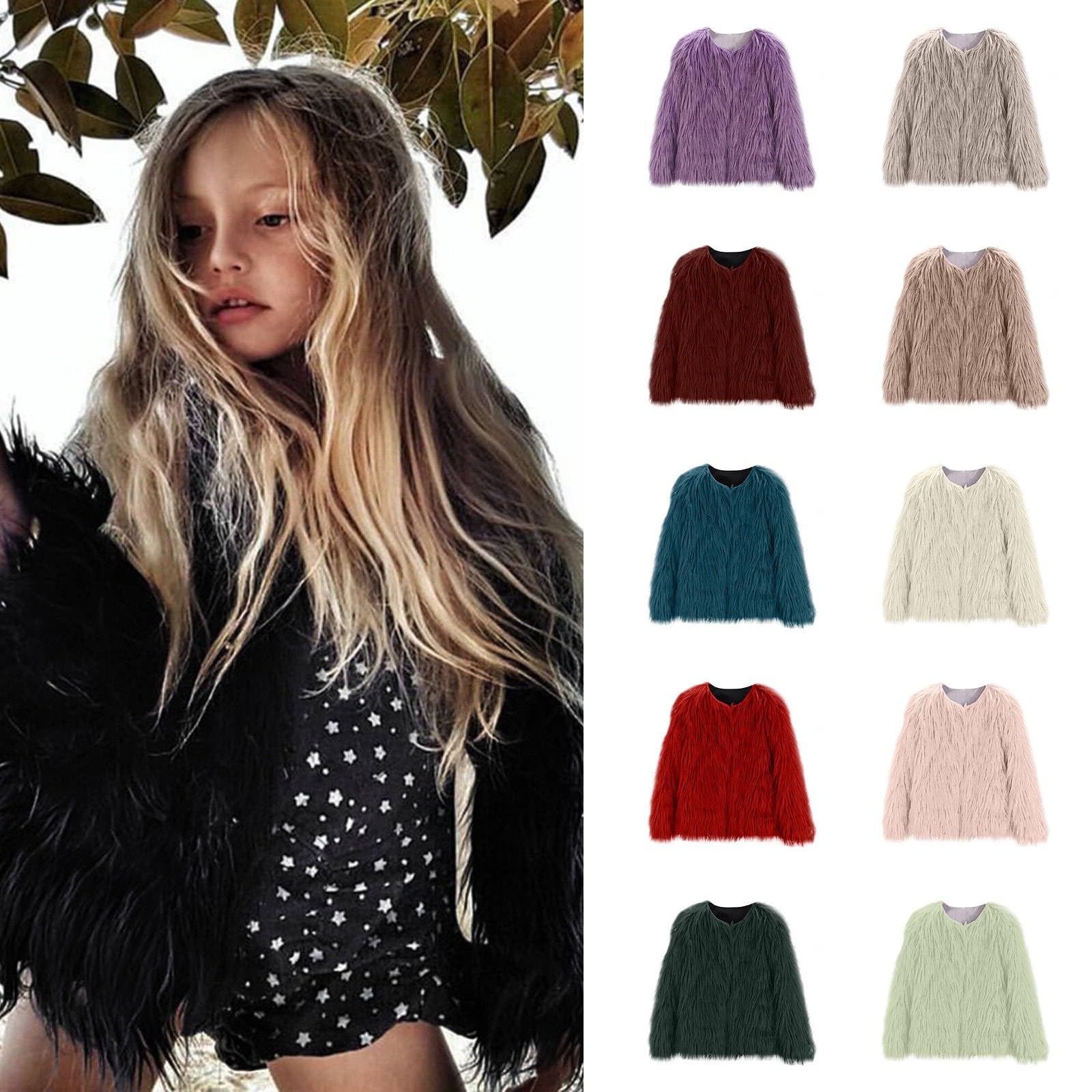 Girl's Fleece Jacket with Faux Fur Trim - Warm Winter Coat for Toddler & Kids - Soft & Cozy Outerwear for School, Playdates & Outdoor Activities