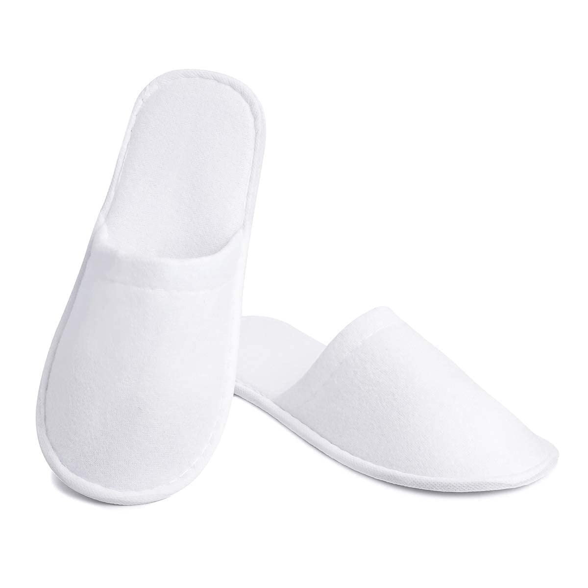 Doberyl Women's Disposable Terry Cloth Slippers for Spa, Salon, Hotel, Hospital, Travel & Home Use - Soft White Close-Toe Slippers (One Size Fits Most, Pack of 5) | Perfect for Guests, Pedicures & Relaxation