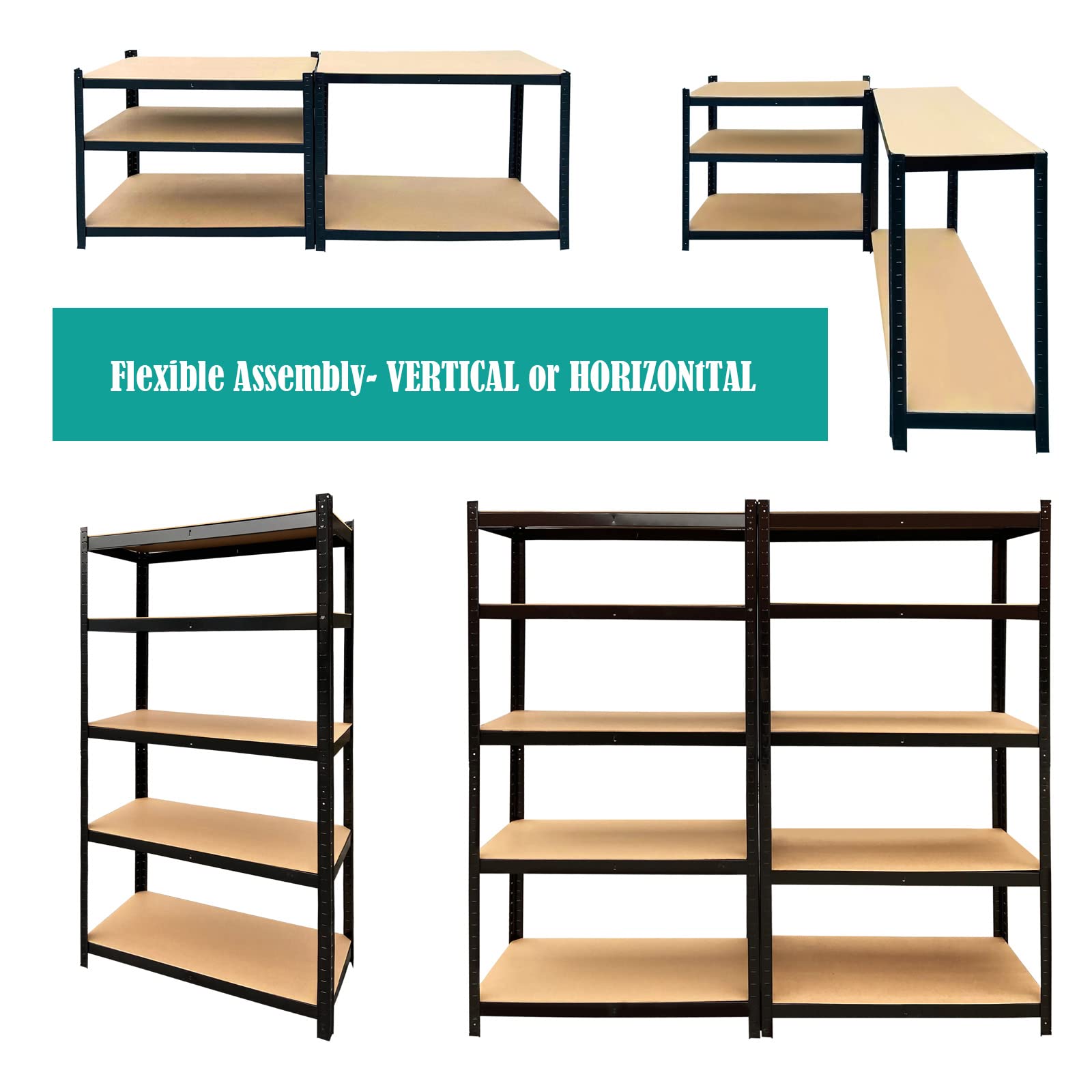 5-Tier Heavy Duty Metal Storage Shelves - 66