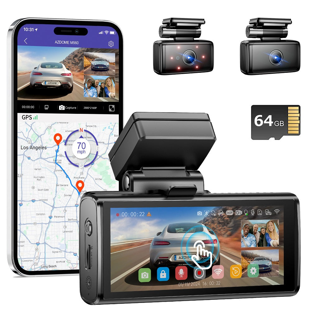 AZDOME M580 3-Channel Dash Cam 5K UHD with 4