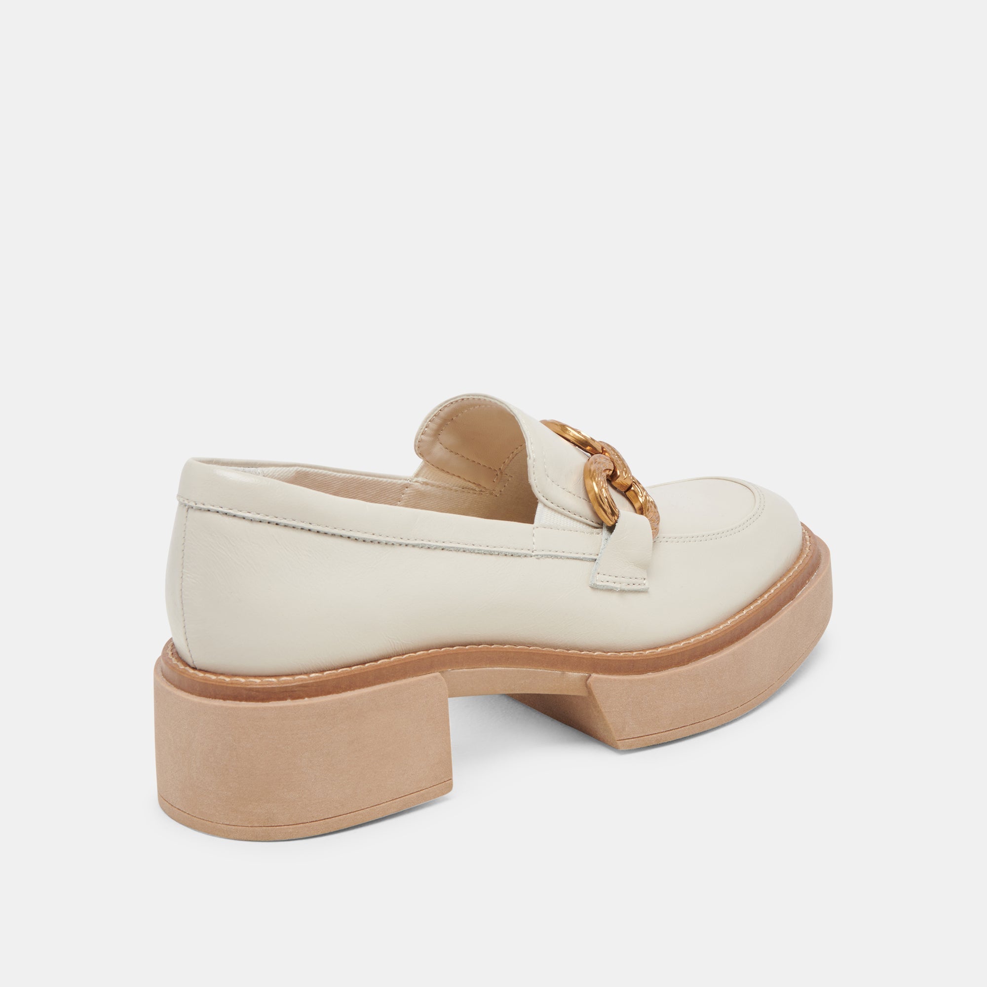 SHEENA Women's Ivory Crinkle Patent Leather Loafers - Comfortable Slip-On Shoes for Work, Office & Casual Outfits