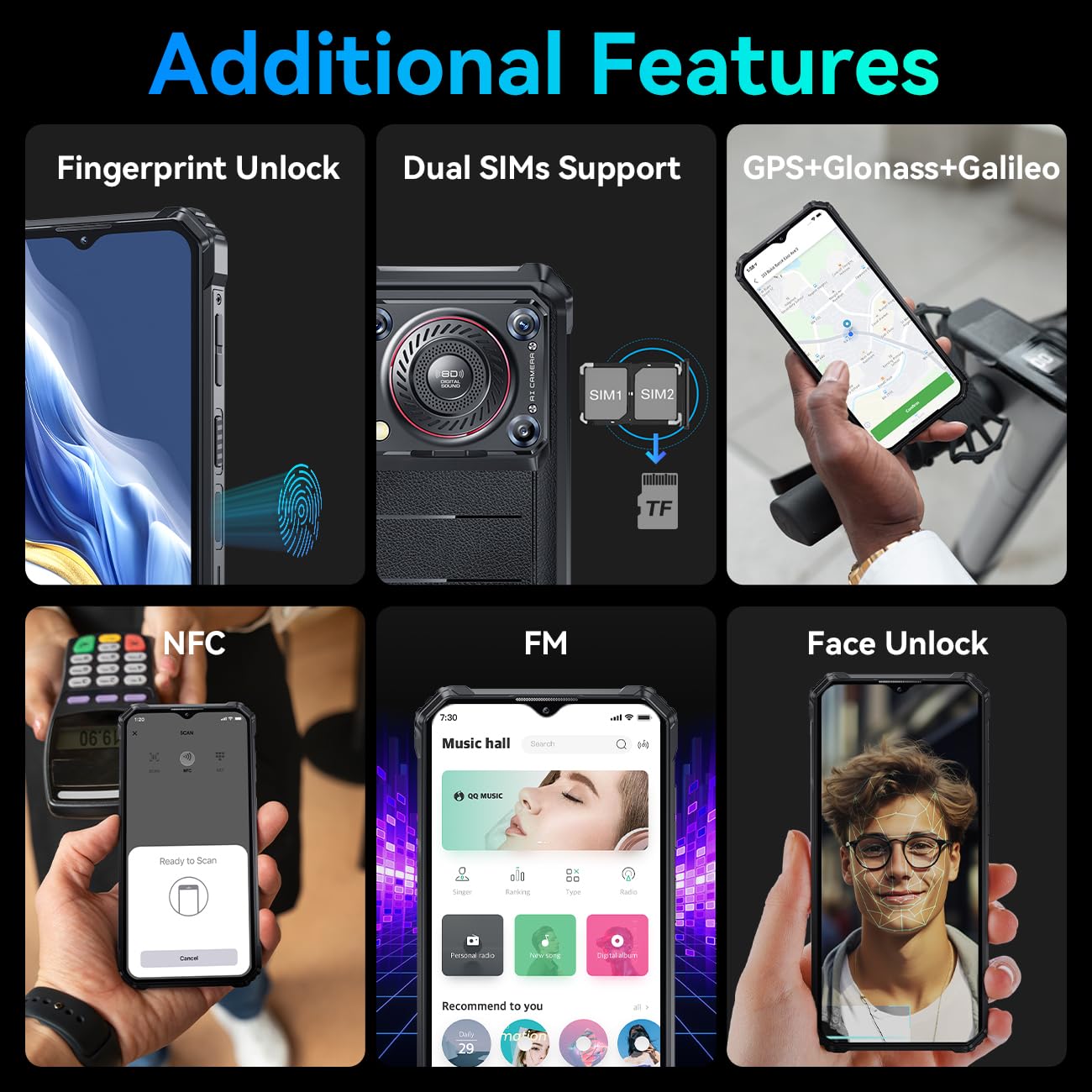 OUKITEL WP36 2024 Rugged Smartphone - 10600mAh Battery, 128dB Loud Speaker, 16GB+128GB, 6.52