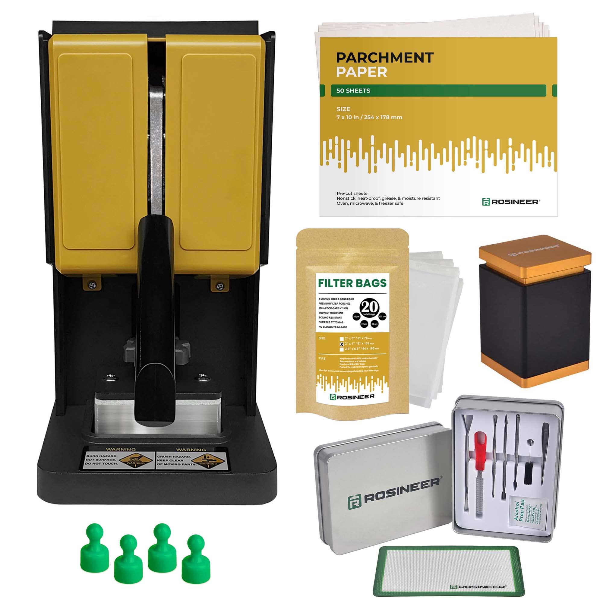 Portable Heat Press Machine with Complete Accessories Kit - 1500 lbs Pressure, Dual Heat Plates for T-Shirts & DIY Crafts (Gold Yellow) | Perfect for Custom Apparel, Sublimation Printing & Small Business Projects
