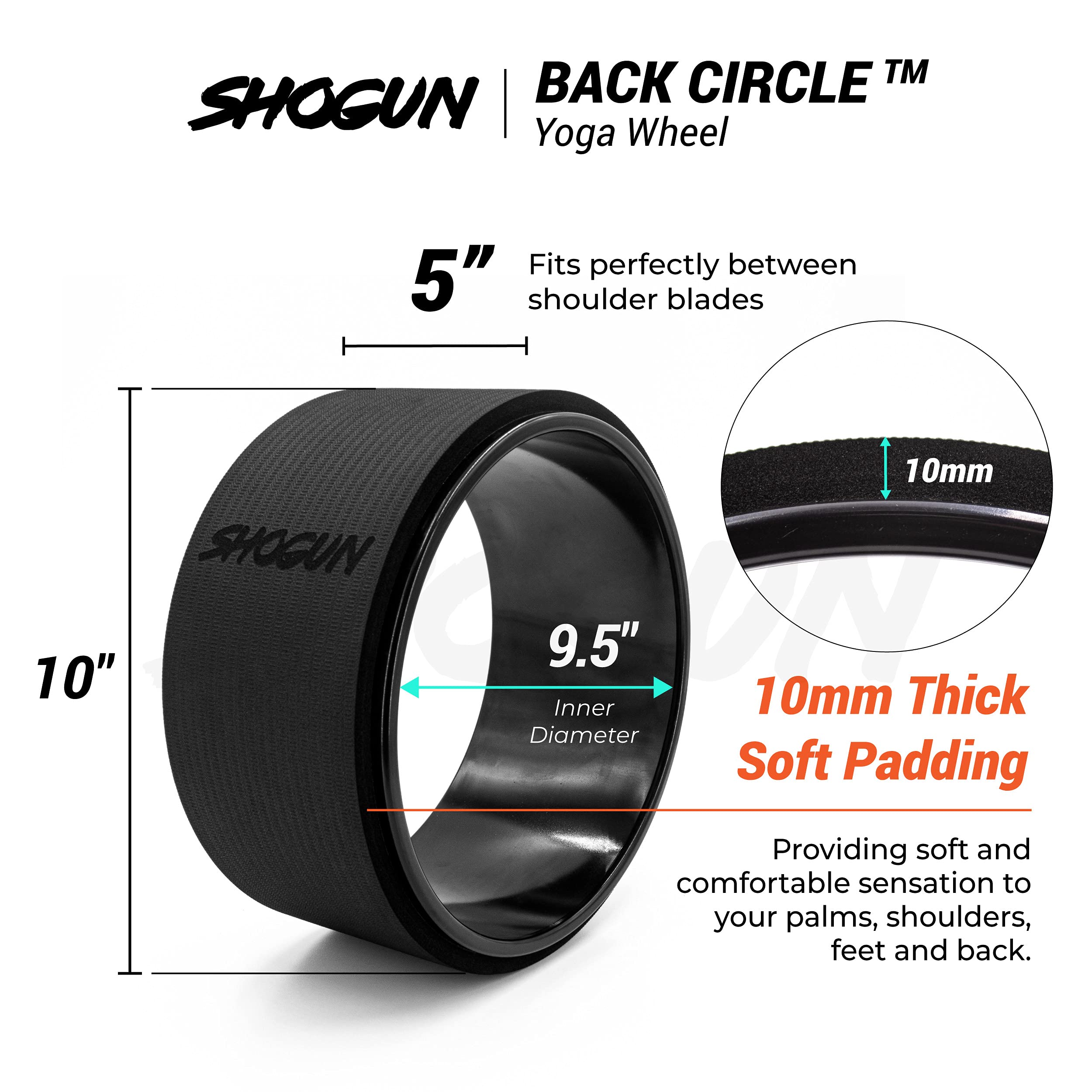 Shogun Yoga Wheel Roller for Back Pain Relief & Spine Stretching - Premium Back Roller Wheel for Flexibility & Mobility Improvement - Perfect for Yoga, Pilates, Post-Workout Recovery & Home Therapy