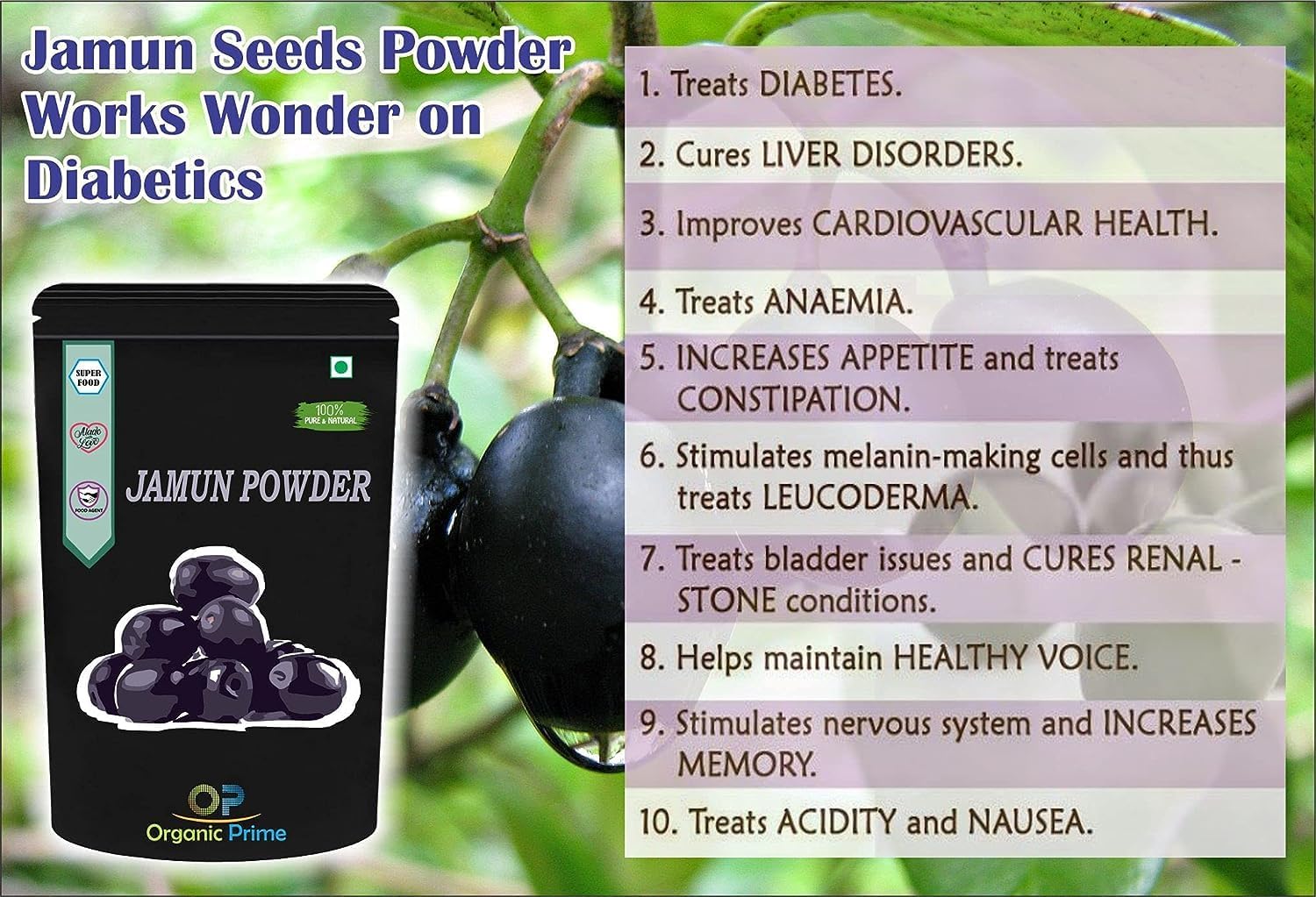 Organic Jamun Seeds Powder for Diabetes Control & Blood Sugar Balance | 100g Natural Jambolan Supplement | Supports Healthy Glucose Levels - Perfect for Herbal Teas, Smoothies & Ayurvedic Remedies