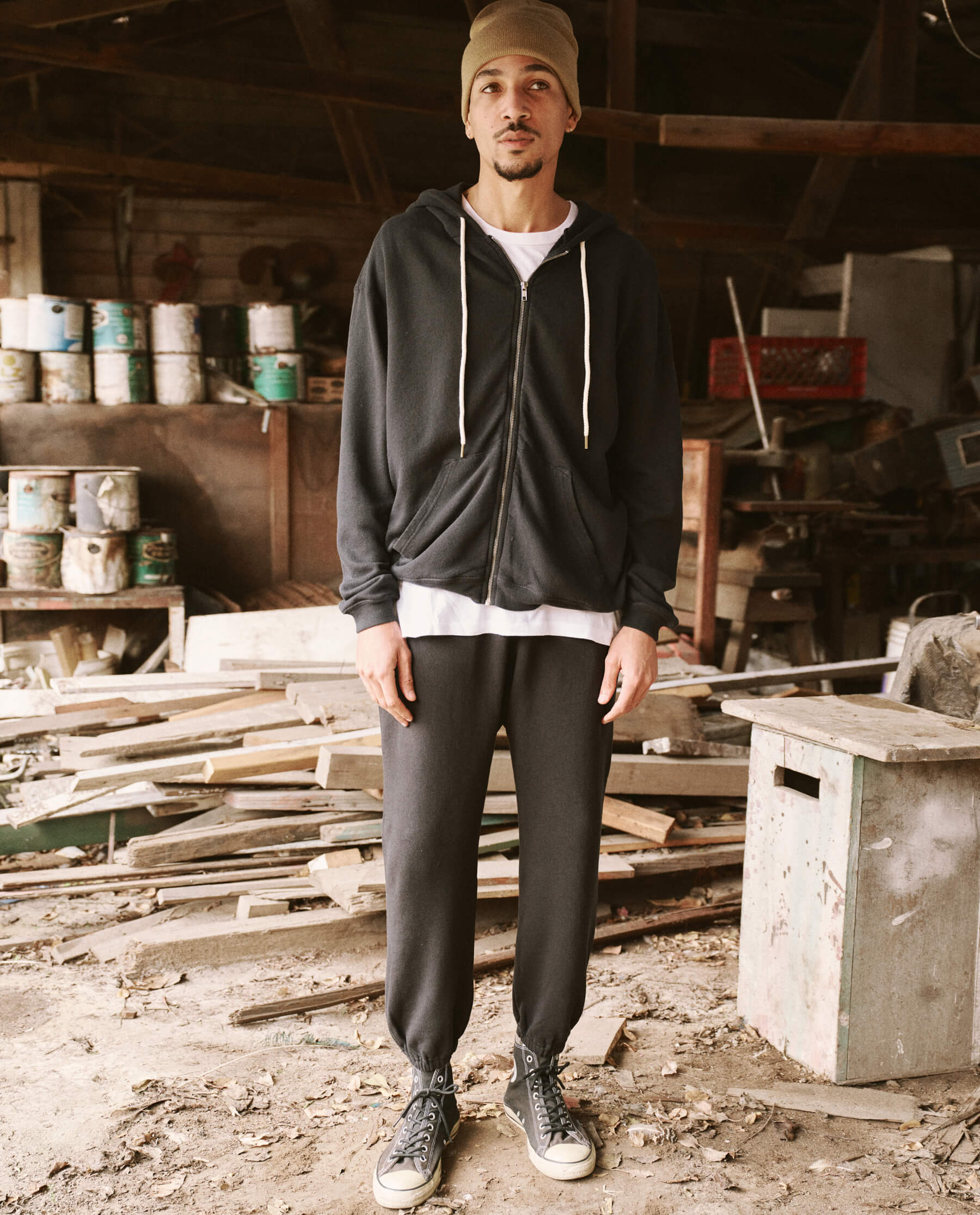 Men's Zip Up Hoodie - Almost Black | Lightweight Casual Pullover for Outdoor Activities & Streetwear Fashion