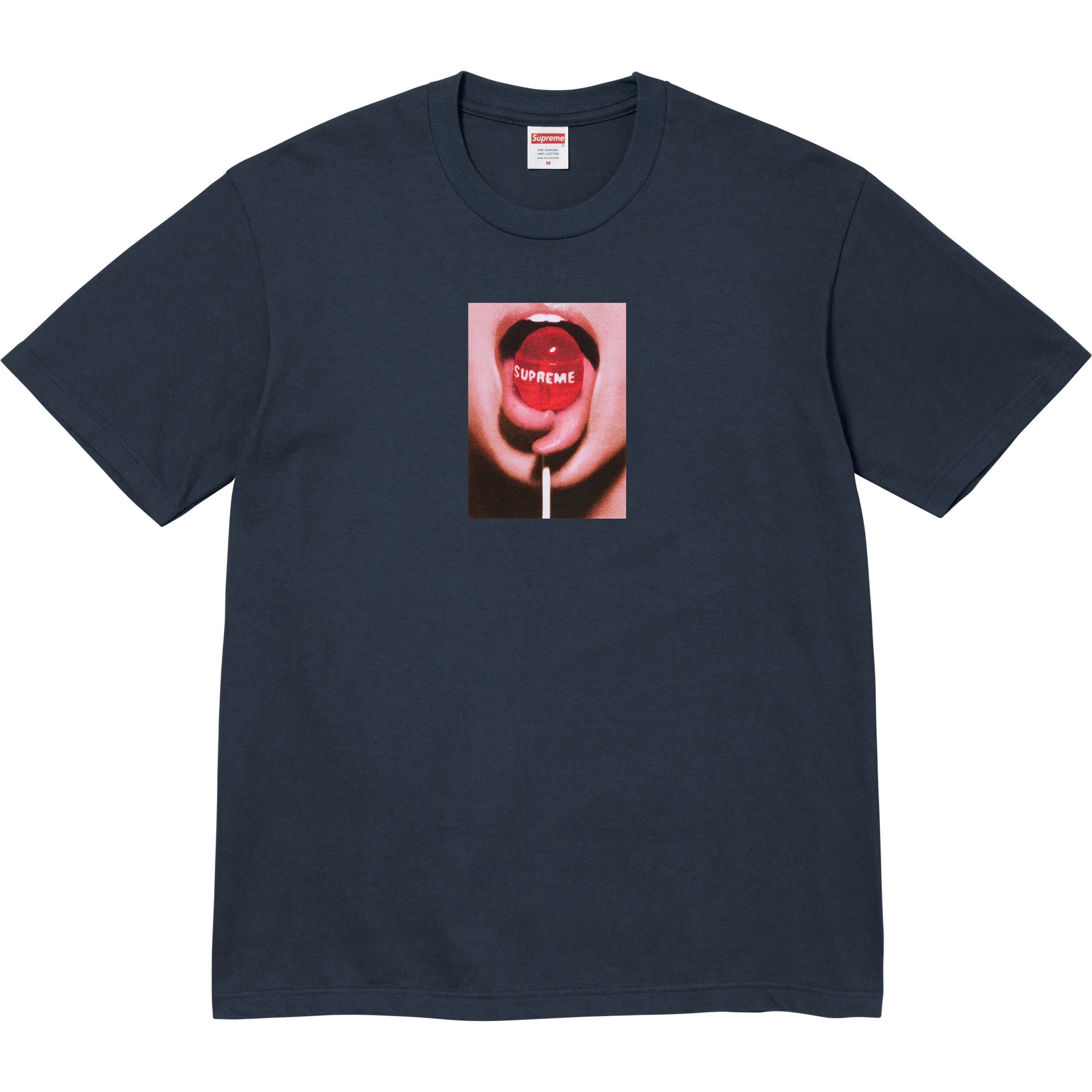 Supreme Lollipop Graphic T-Shirt - Navy Blue Cotton Tee for Men & Women - Casual Streetwear Fashion for Everyday Wear