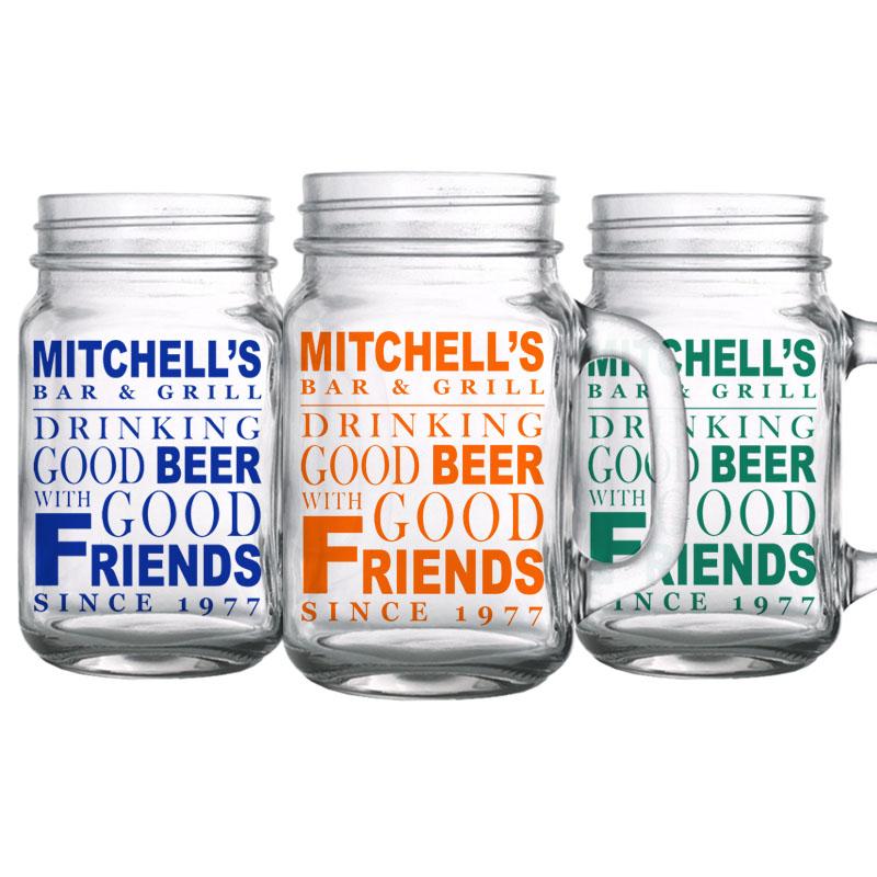 Customizable 16oz Mason Jar with Handle - Perfect for Beer, Cocktails & Gifts - Ideal for Parties, Camping & Home Decor