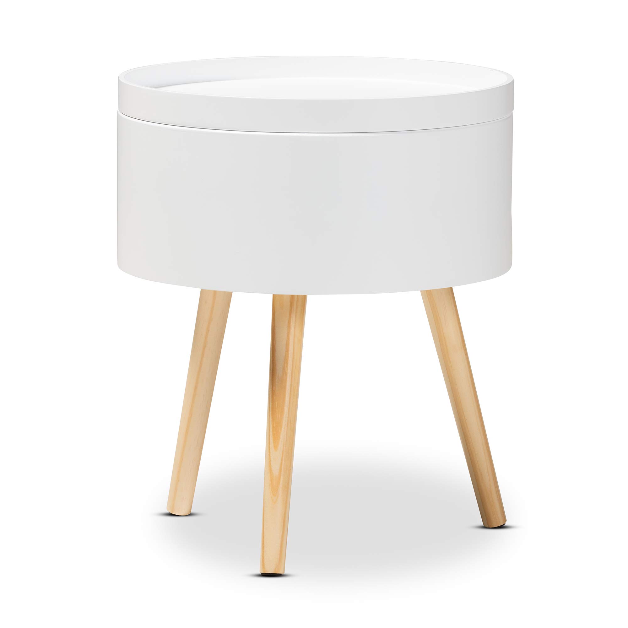 Baxton Studio Modern Nightstand - White Bedside Table with Drawer for Bedroom Furniture - Perfect for Small Spaces, Apartments & Guest Rooms