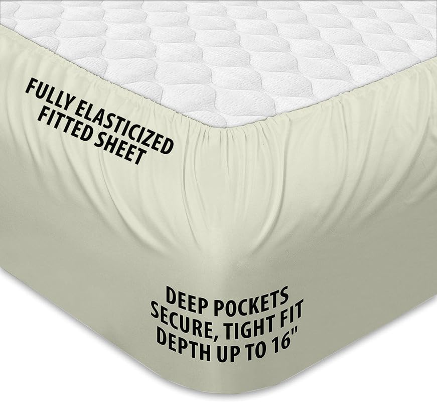 Rajlinen 100% Cotton Split King Sheet Set for Adjustable Beds - 16