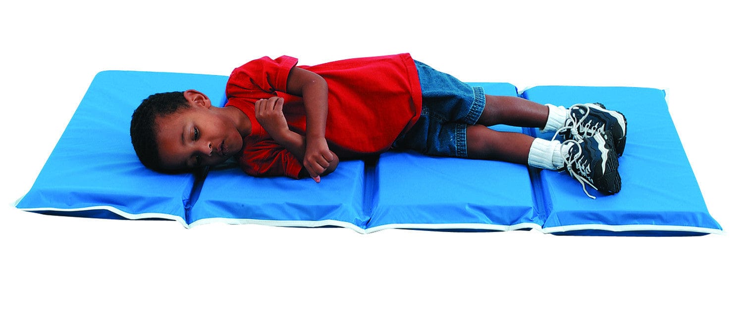 1 Tough Duty Folding Rest Mat - Blue (10 Pack) | Non-Slip Floor Cushion for Yoga, Gym, Camping & Home Use