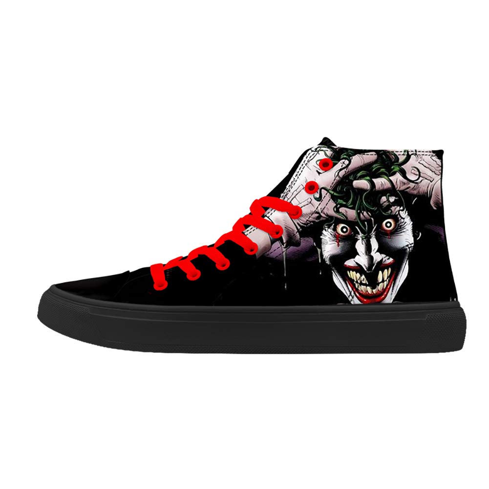 Men's Skull Print High Top Sneakers - Punk Rock Gothic Fashion Shoes for Joker Style | Black Casual & Streetwear Footwear for Everyday Wear & Costume Parties