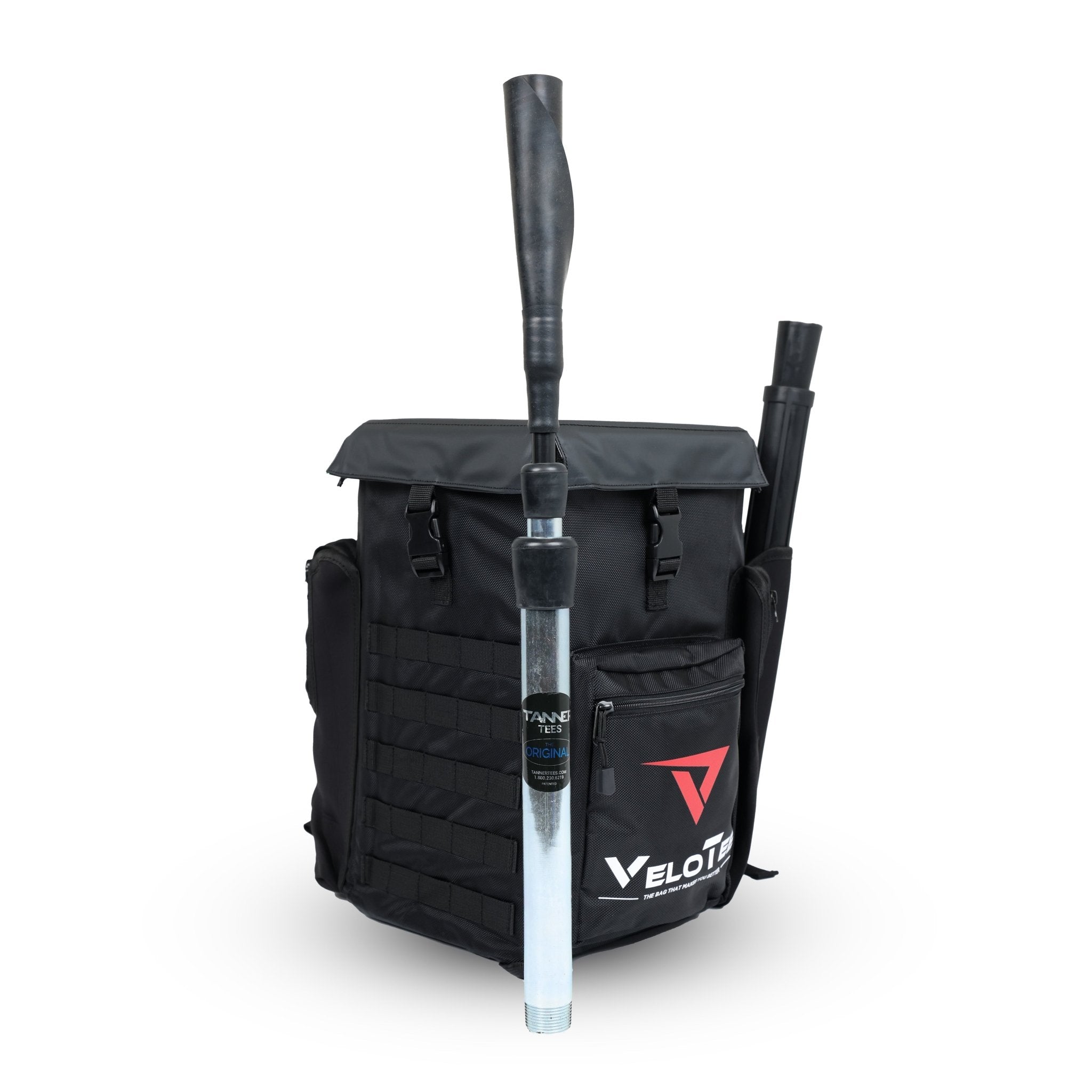 VeloTee 2.0 Pro Baseball & Softball Training Bag Bundle with Tanner Tee - Premium Batting Practice Equipment for Baseball Players & Coaches - Perfect for Field Training, Batting Cages & Team Practices