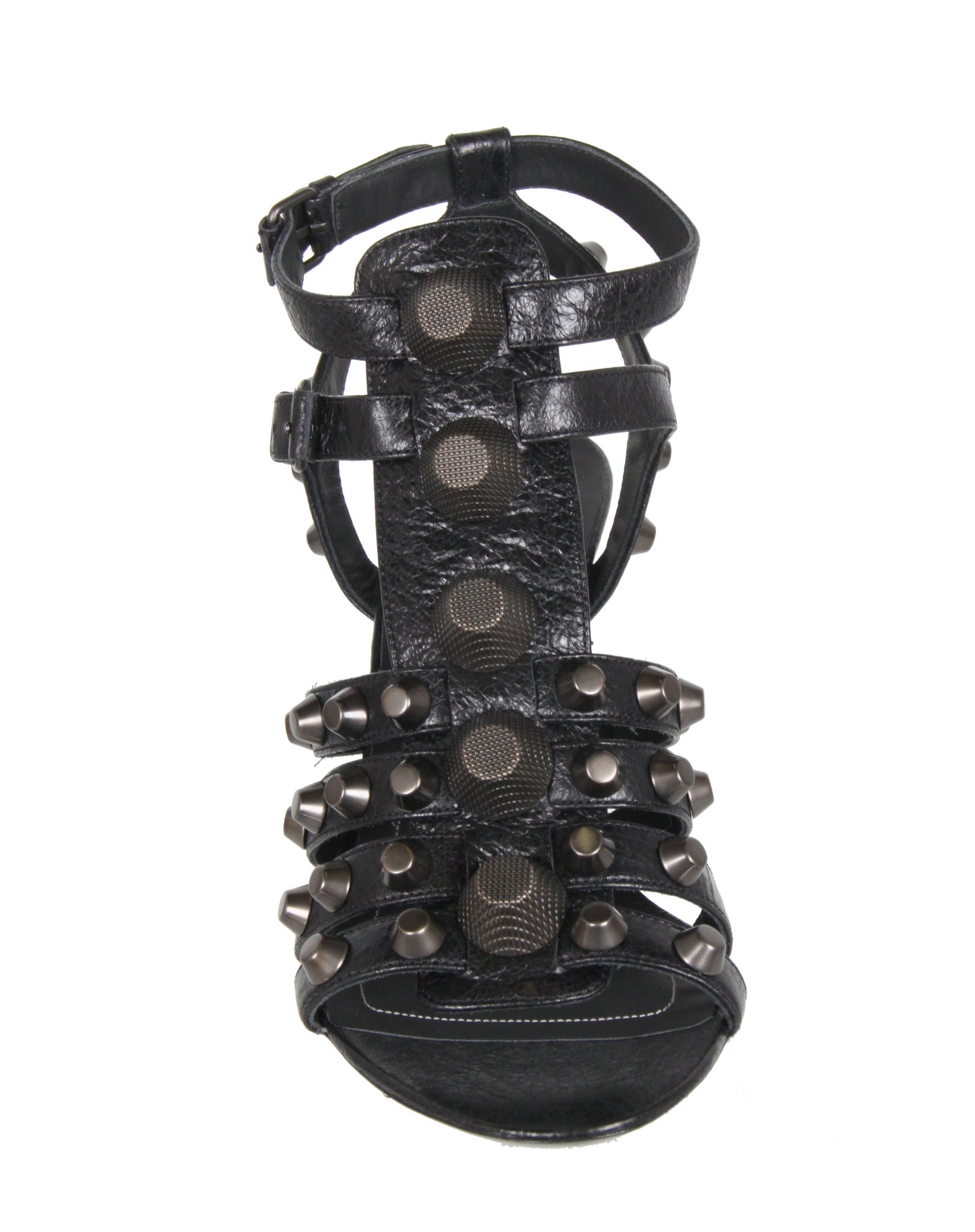 Studded Gladiator Wedge Sandals 80 G12 - Black/Gunmetal Women's Fashion Shoes for Summer Outfits & Nightlife
