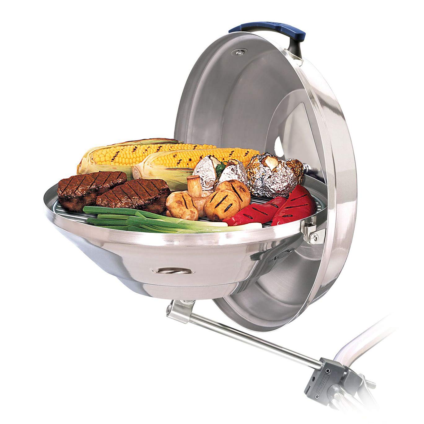 Magma Products Marine Kettle Charcoal Grill with Hinged Lid - Portable Outdoor Cooking for Boating, Camping & Backyard BBQs