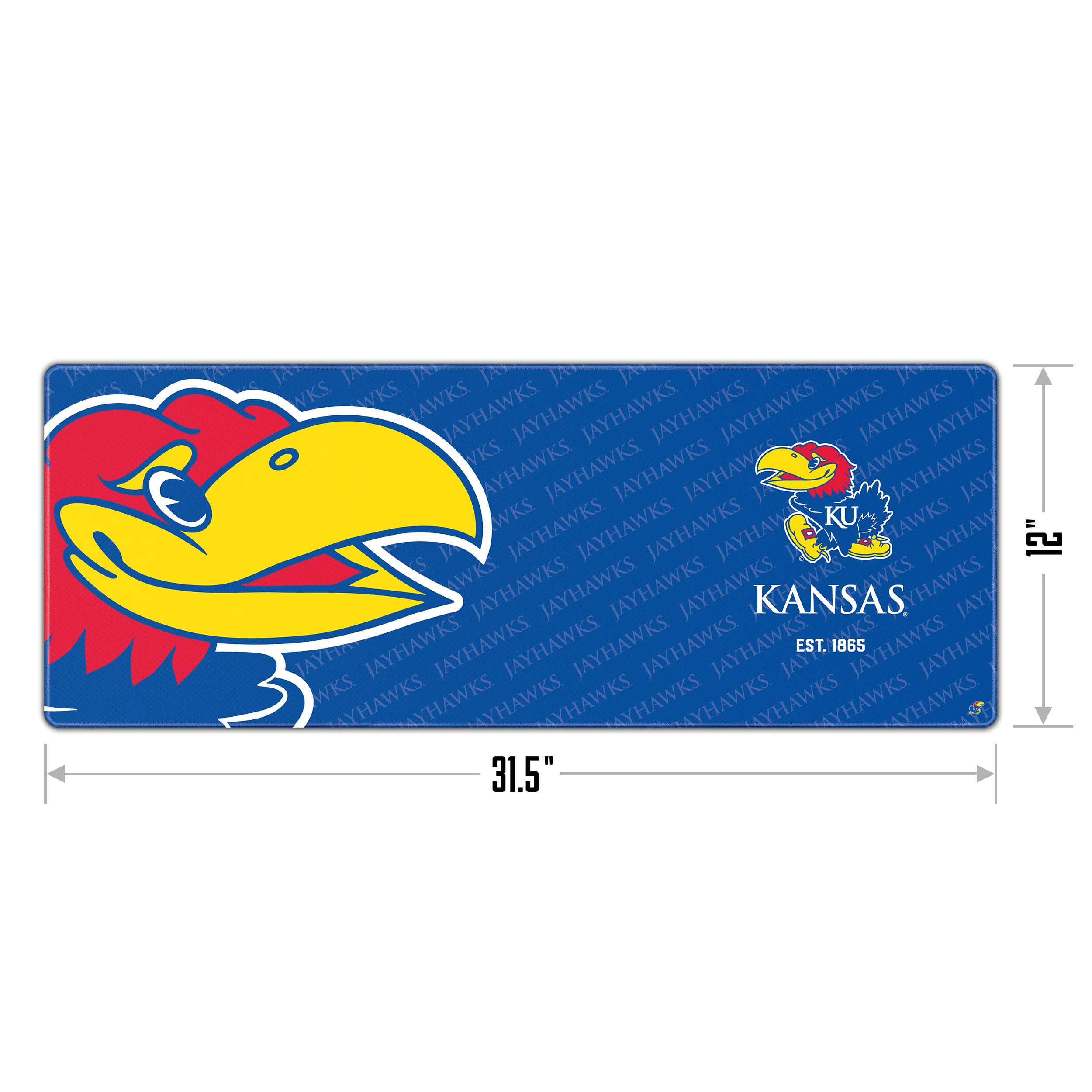 YouTheFan NCAA Kansas Jayhawks Logo Series Desk Pad - Officially Licensed College Basketball Mouse Pad - Perfect for Office, Gaming & Home Workspace Decor