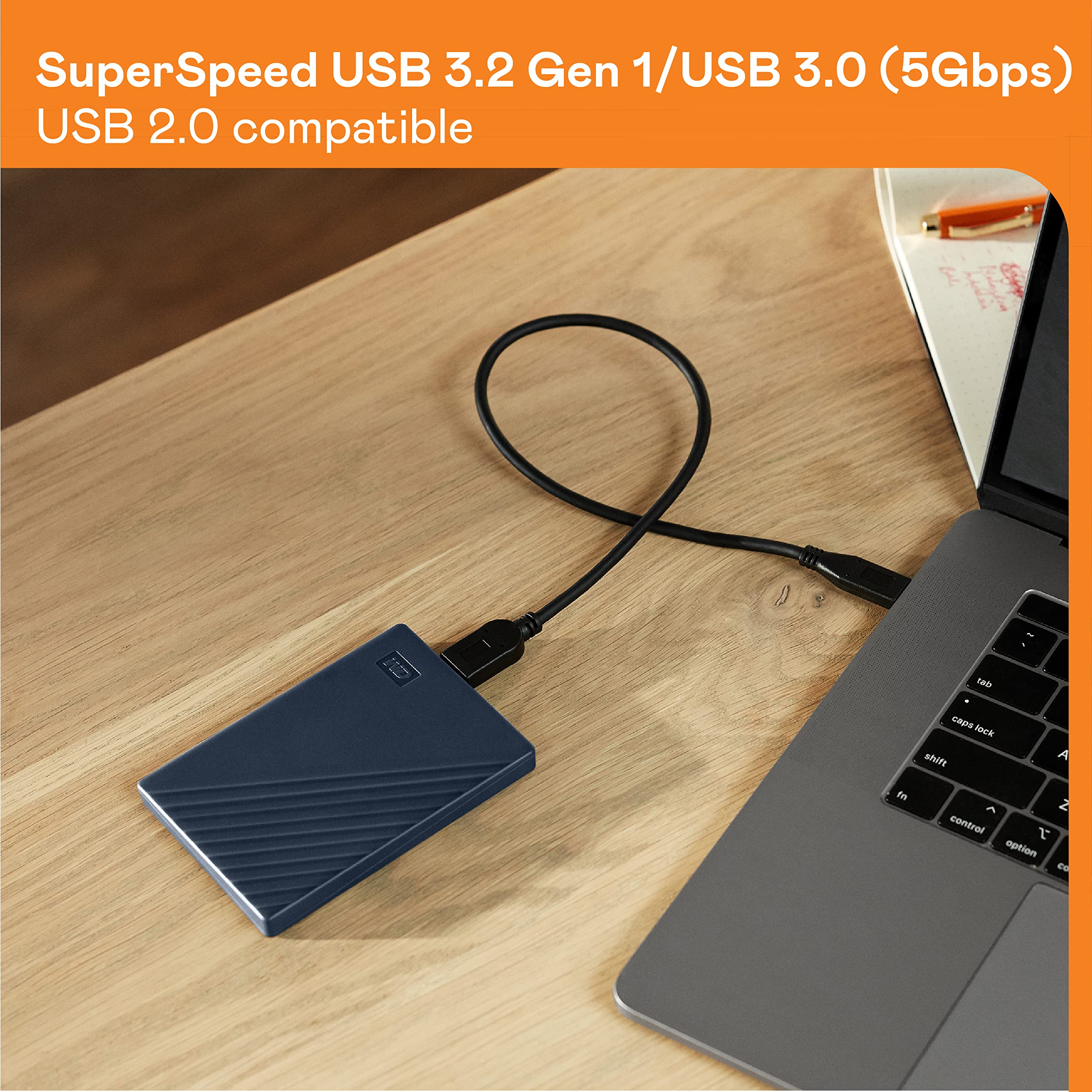 WD 6TB My Passport for Mac External Hard Drive - Navy Blue, Portable USB 3.1/USB 3.0 HDD with Backup Software & Password Protection (WDBK6C0060BBL-WESN) - Perfect for Mac Users, Data Backup, File Storage & Travel Use