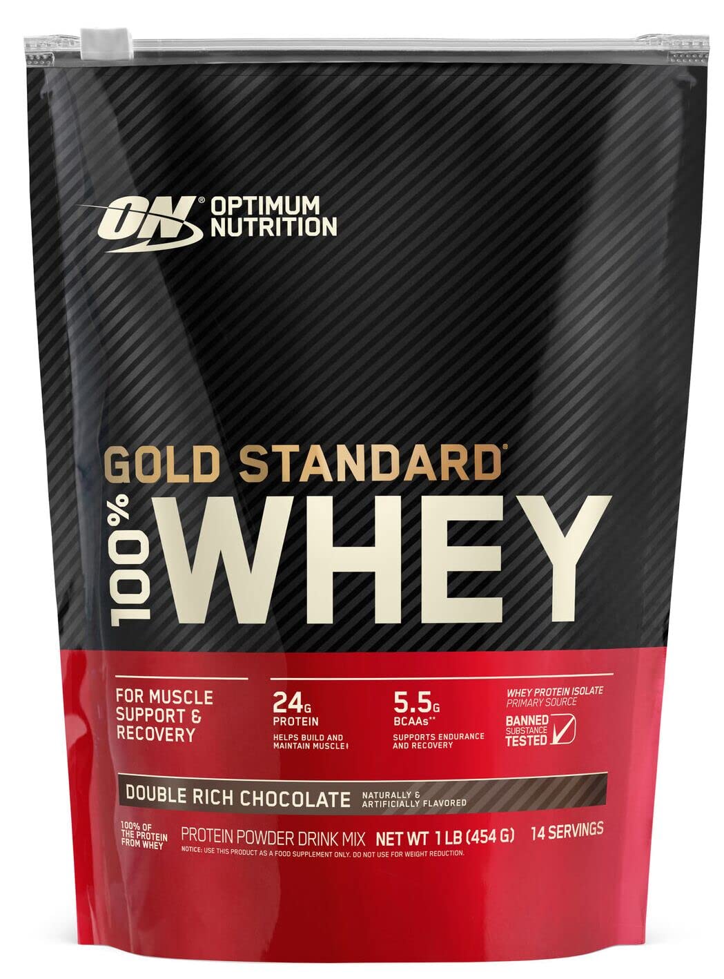 Optimum Nutrition Gold Standard 100% Whey Protein Powder - Double Rich Chocolate Flavor (1 lb) | Muscle Recovery & Post-Workout Supplement for Athletes & Fitness Enthusiasts