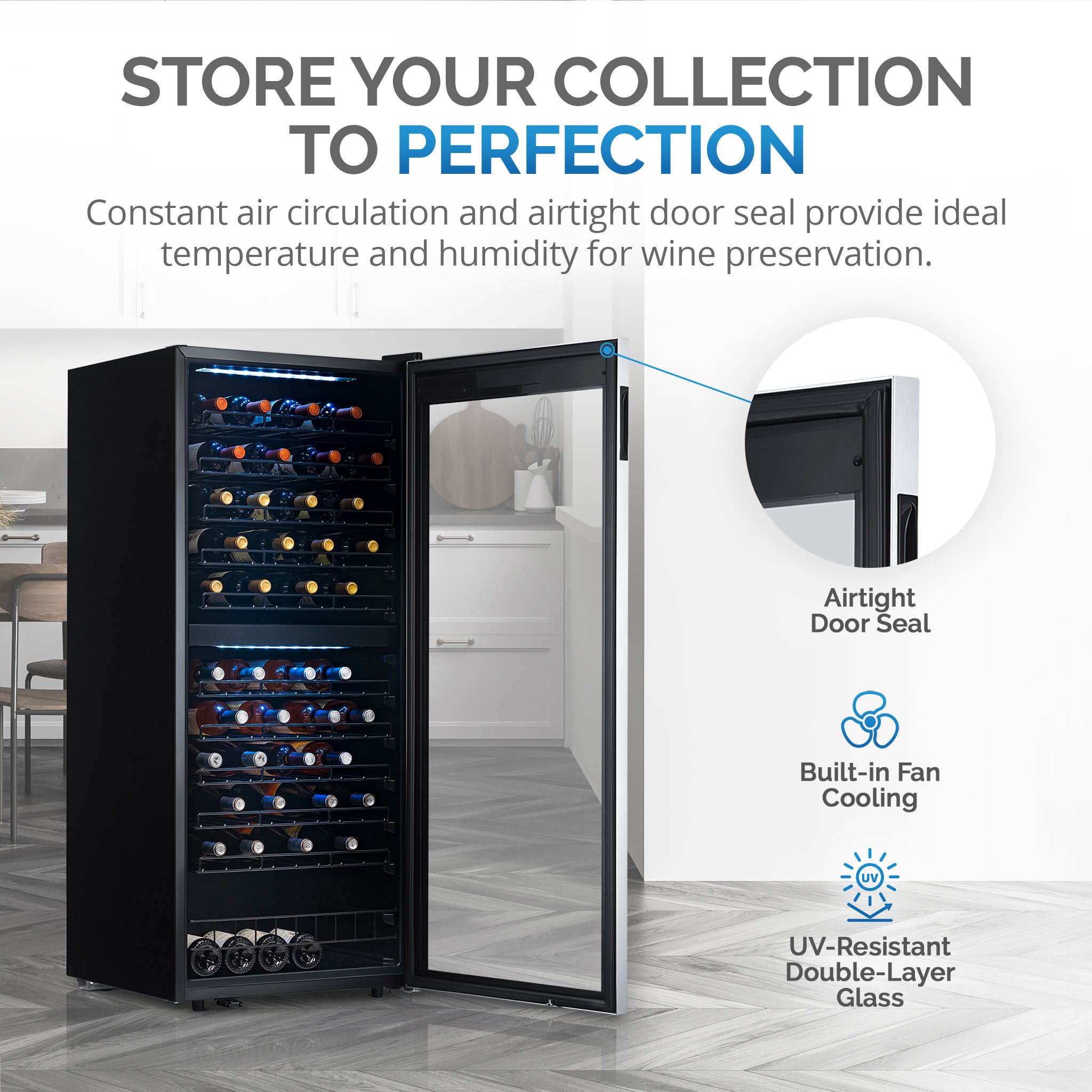 Newair® 98 Bottle 23 Inch Stainless Steel Freestanding Dual Zone Wine Cooler Refrigerator - Perfect for Home Bars, Restaurants, and Wine Cellars