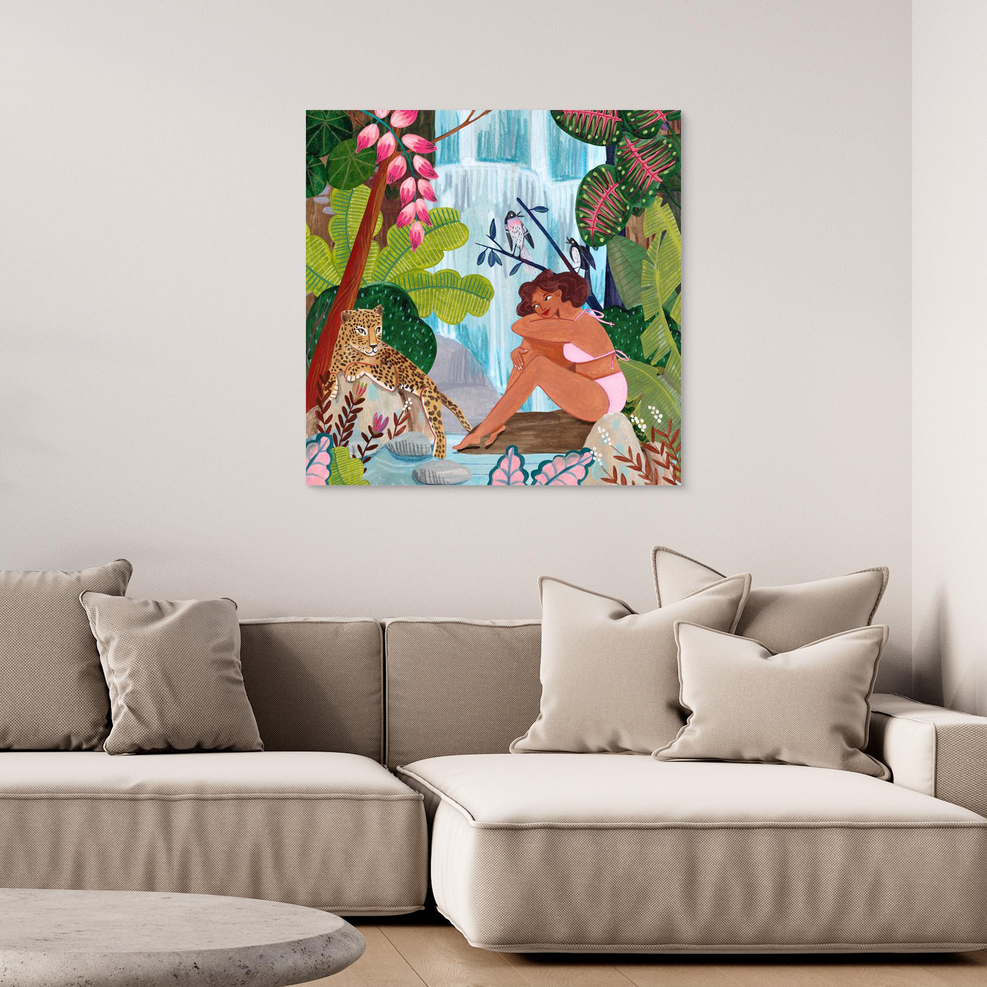 Caroline Bonne Müller Waterfall Canvas Print - Nature Wall Art Decor for Living Room, Bedroom & Office