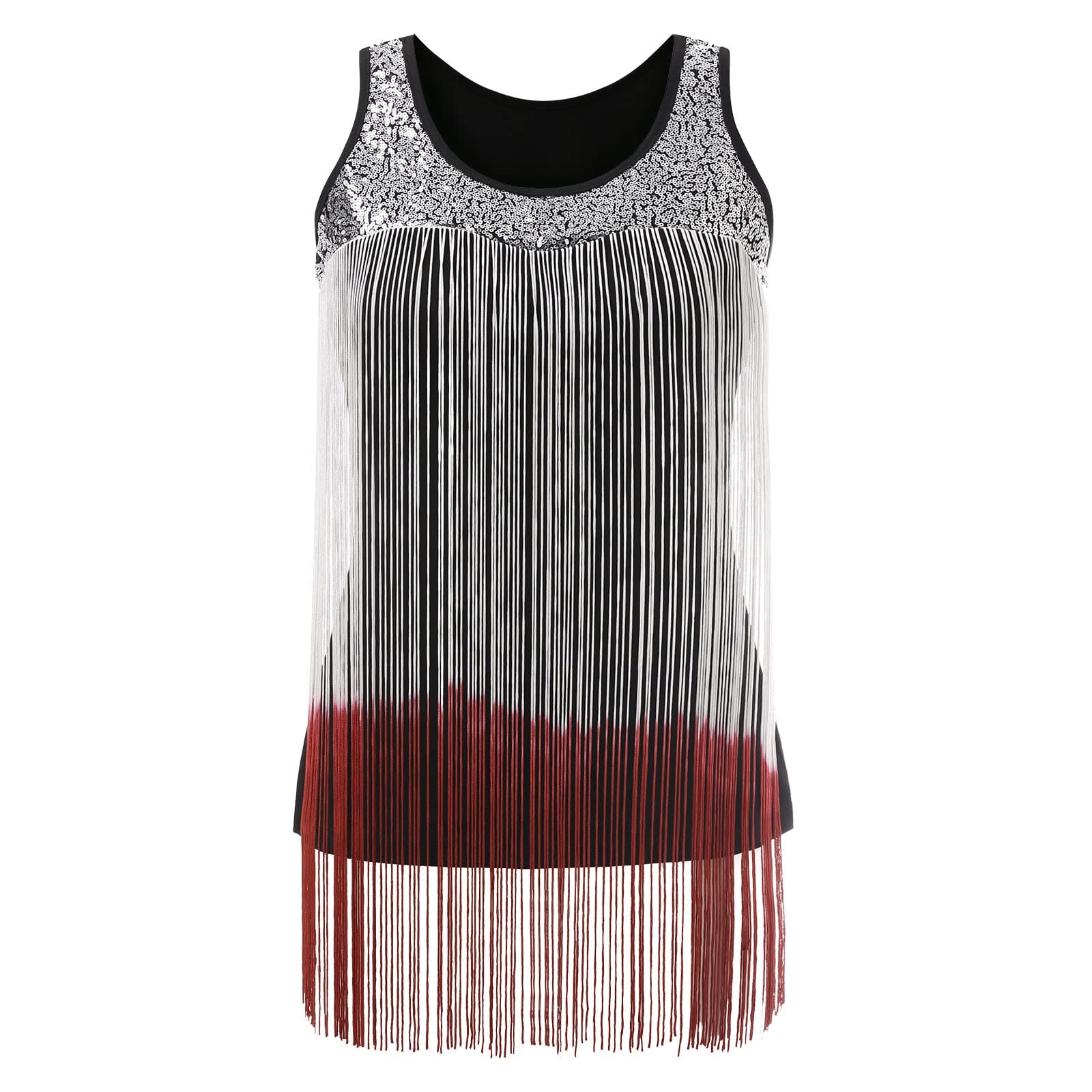 Women's Casual Sequined Pullover Vest - Tassel Solid Color Blouse Tank Top for Sleep & Lounge | Perfect for Layering, Nightwear, and Everyday Fashion
