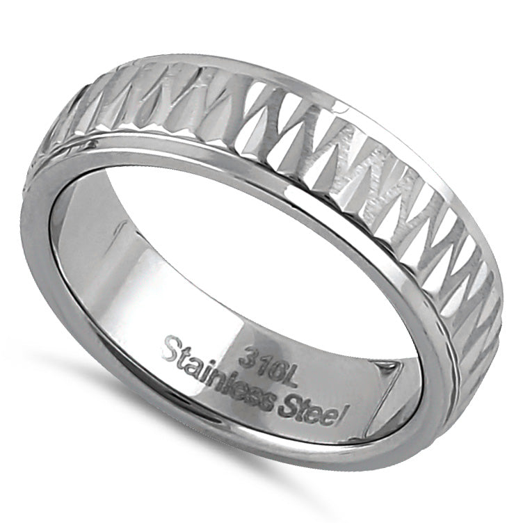 Premium Stainless Steel Men's Wedding Band Ring - Diamond Cut Design for Grooms & Anniversary Gifts - Perfect for Weddings, Engagements & Special Occasions