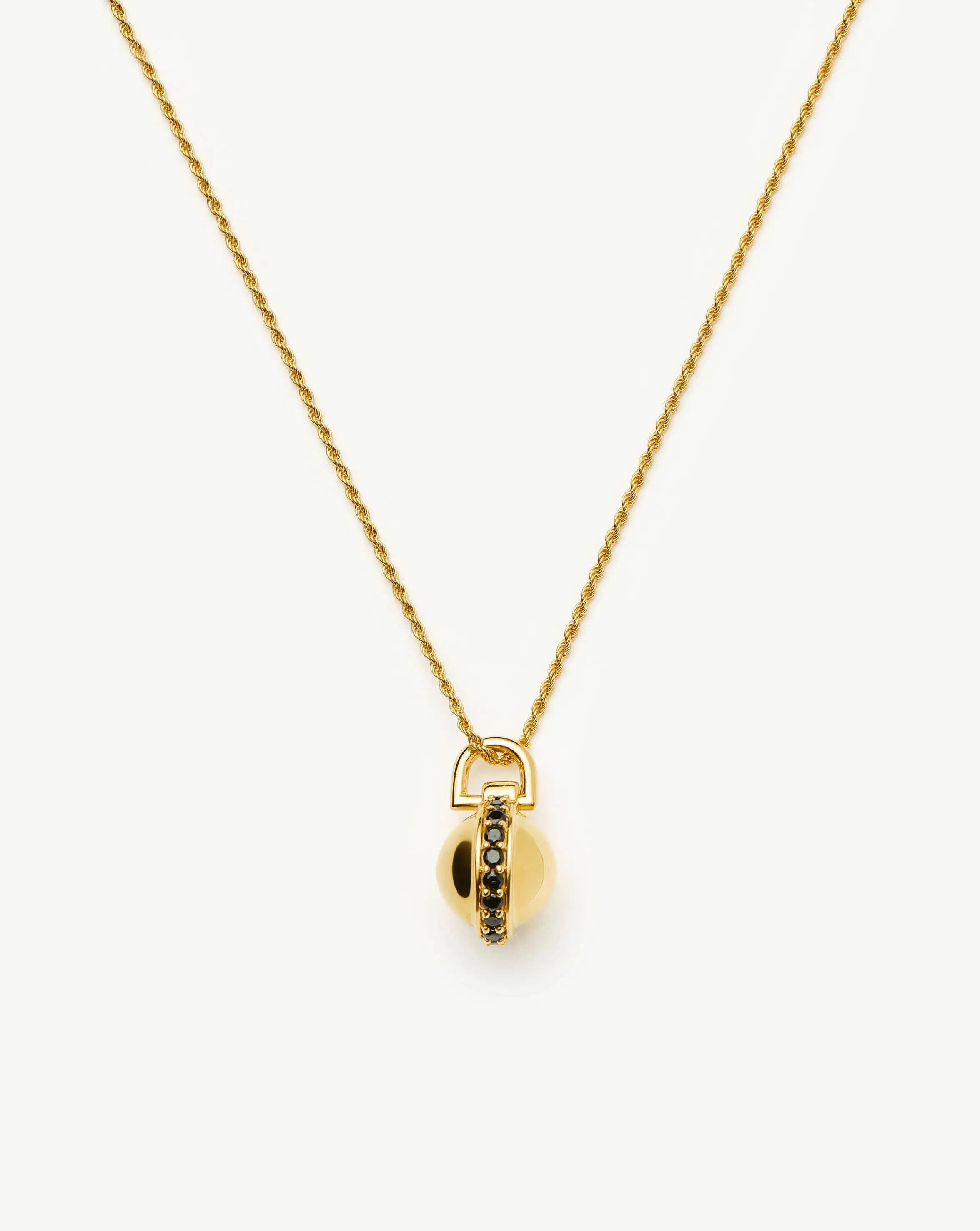 Orb Gemstone Pendant Necklace - 18k Gold Plated Black Spinel Jewelry for Women | Elegant Layering Necklace for Party, Wedding & Everyday Wear