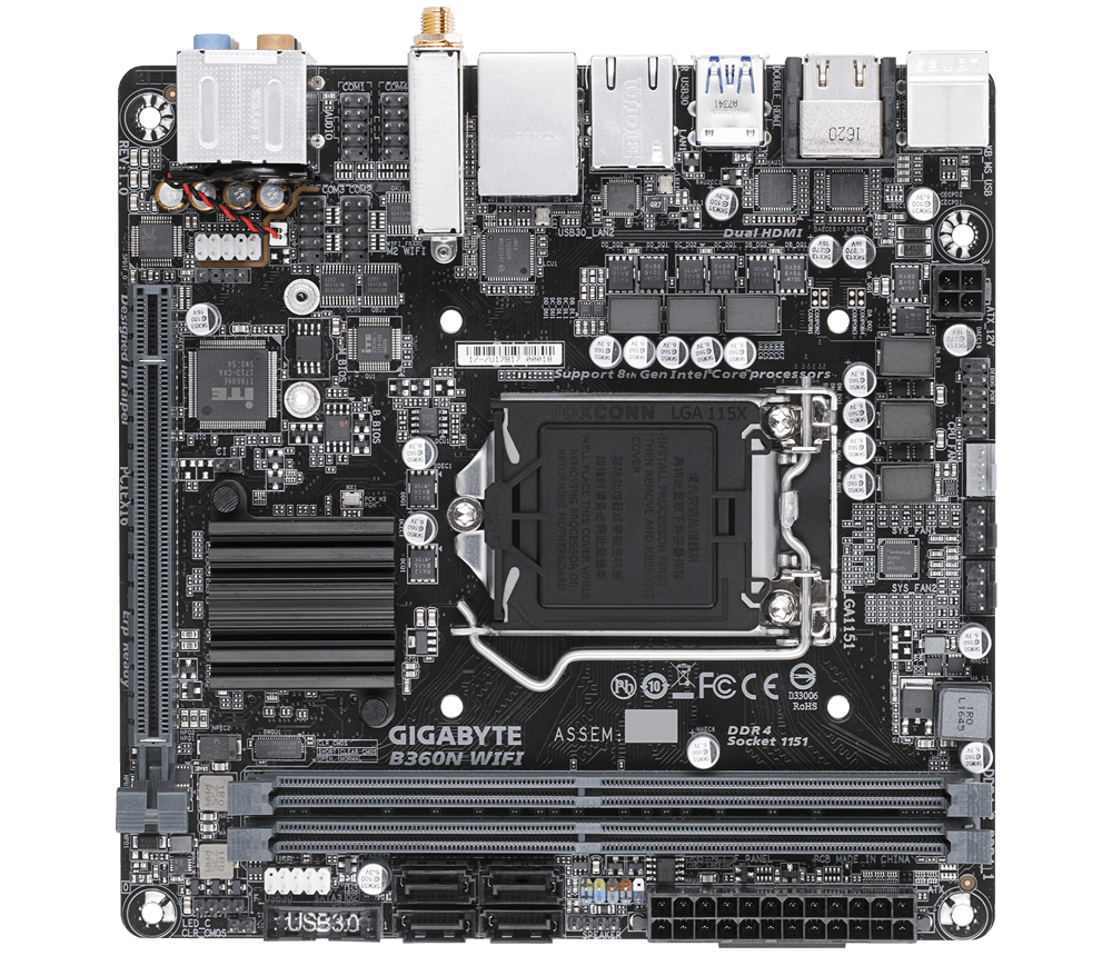 GIGABYTE B360N WiFi Mini ITX Motherboard - Intel LGA 1151, Dual M.2, USB 3.1, 802.11ac WiFi - Perfect for Compact Gaming PC & Home Theater Builds
