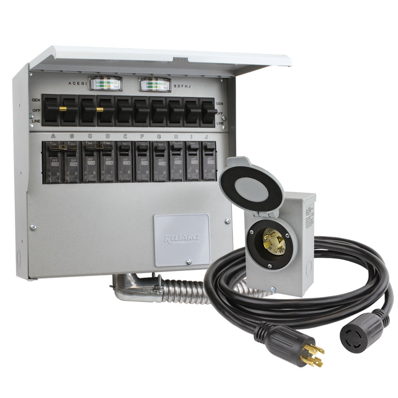 Reliance 310CDKN 30 Amp 10 Circuit Manual Transfer Switch Kit for Home Backup Power - Emergency Power Transfer Switch for Generators, Portable Power Supply & Outage Protection