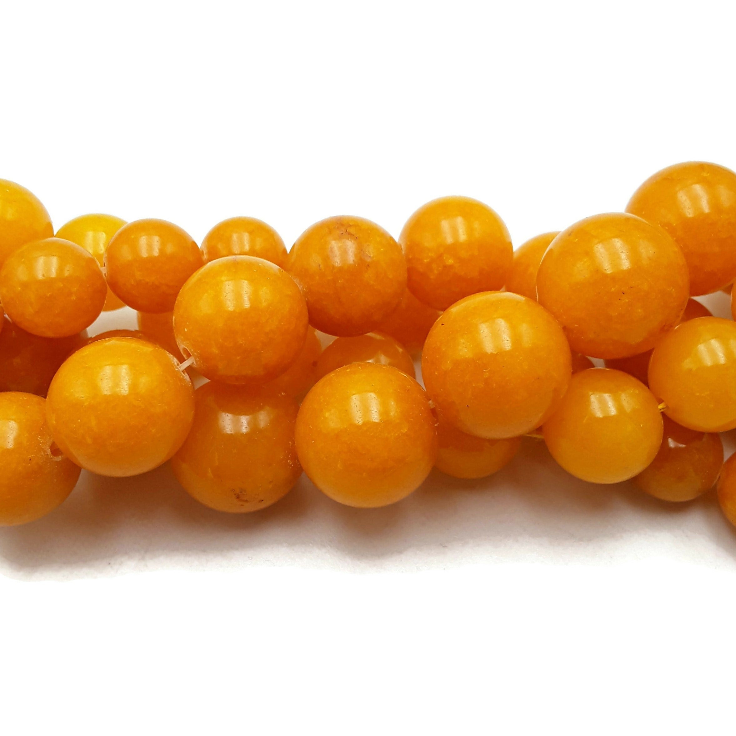 Natural Amber Yellow Dyed Jade Beads - Smooth Round Gemstone Beads 14mm 16mm 18mm 20mm - 15.5 Inch Strand for Jewelry Making, Bracelets, Necklaces & DIY Crafts