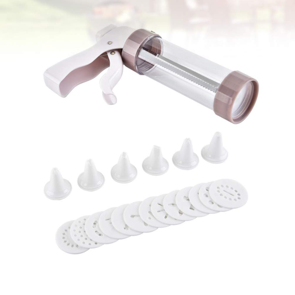 Hemoton 12-Piece Cookie Press Kit with 8 Stainless Steel Piping Tips - Professional Cookie Maker & Dessert Decorator Set for Baking, Cake Decorating, Cupcakes - Perfect for Home Bakers & Professional Kitchens (White)