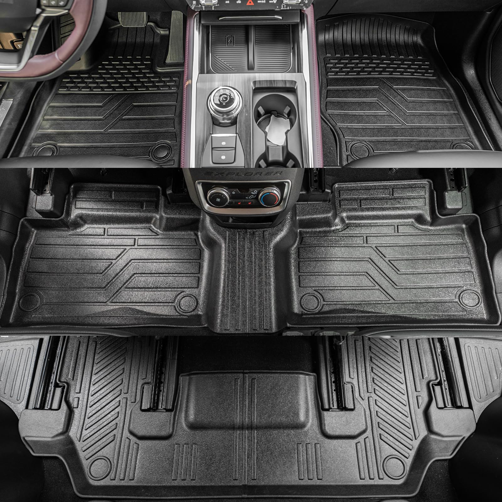 2020-2025 Ford Explorer 6-Seater All-Weather Cargo Liner & Trunk Mat Set - Heavy Duty Floor Mats with Backrest Protection | Perfect for Road Trips, Camping & Family Adventures
