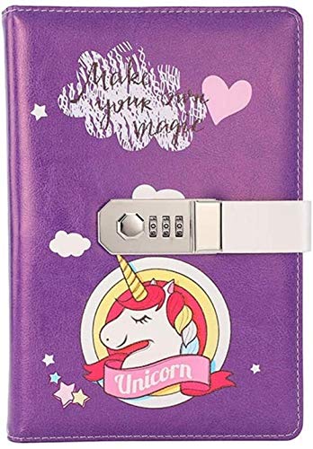 Unicorn Combination Lock Notebook - Cute Refillable Diary with Security Lock, Ruled Journal for Women & Girls - Perfect for School, Travel, and Personal Writing (Colorful)