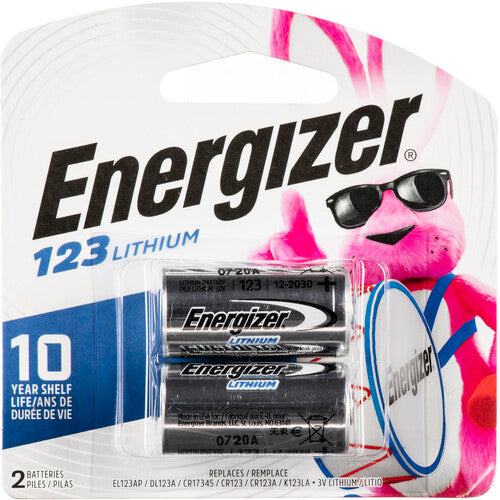 Energizer CR123A Lithium Batteries 2-Pack - Long-Lasting Power for Flashlights, Cameras & Emergency Kits