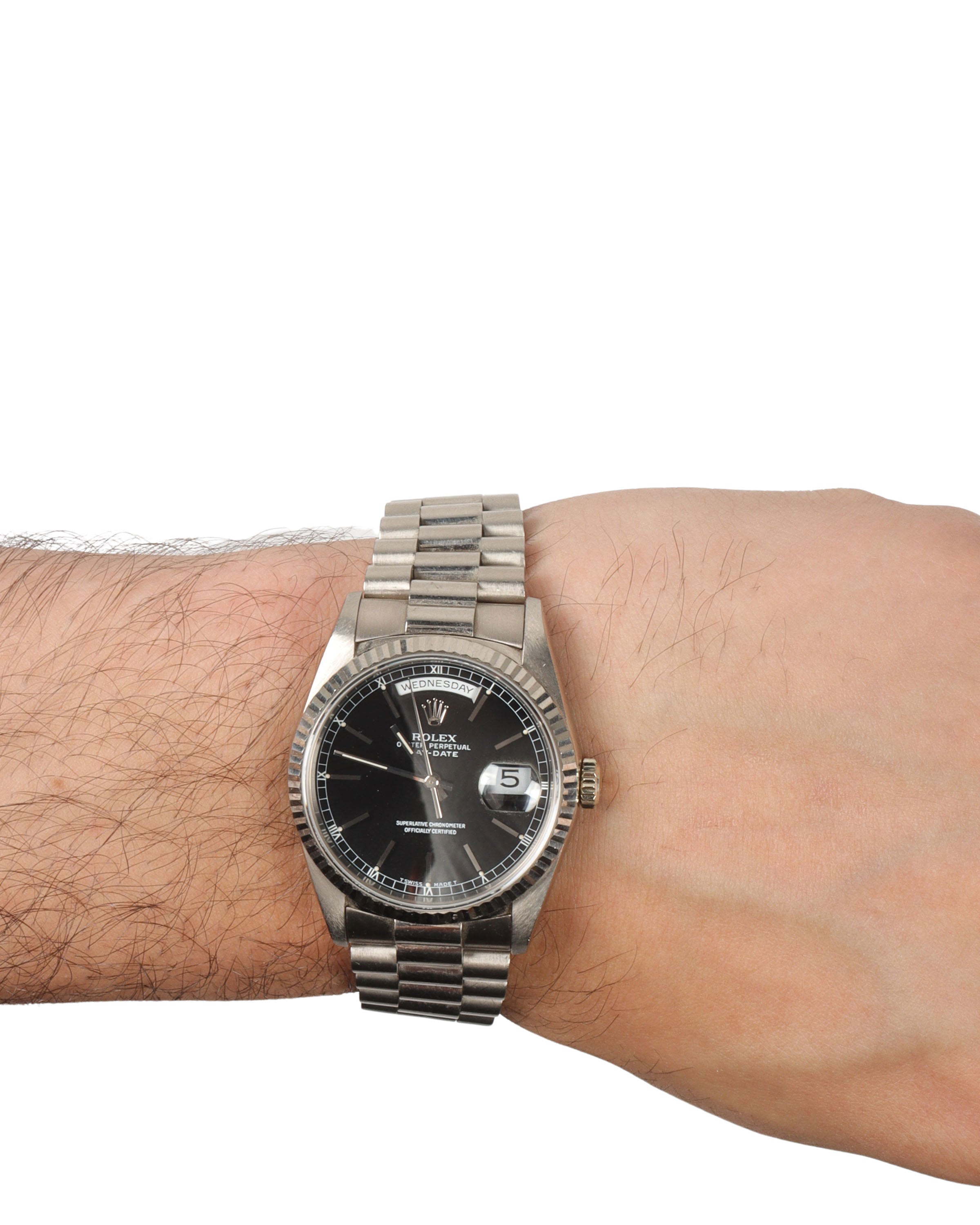 18K White Gold Day Date Watch - Luxury Men's Dress Watch for Business & Formal Occasions
