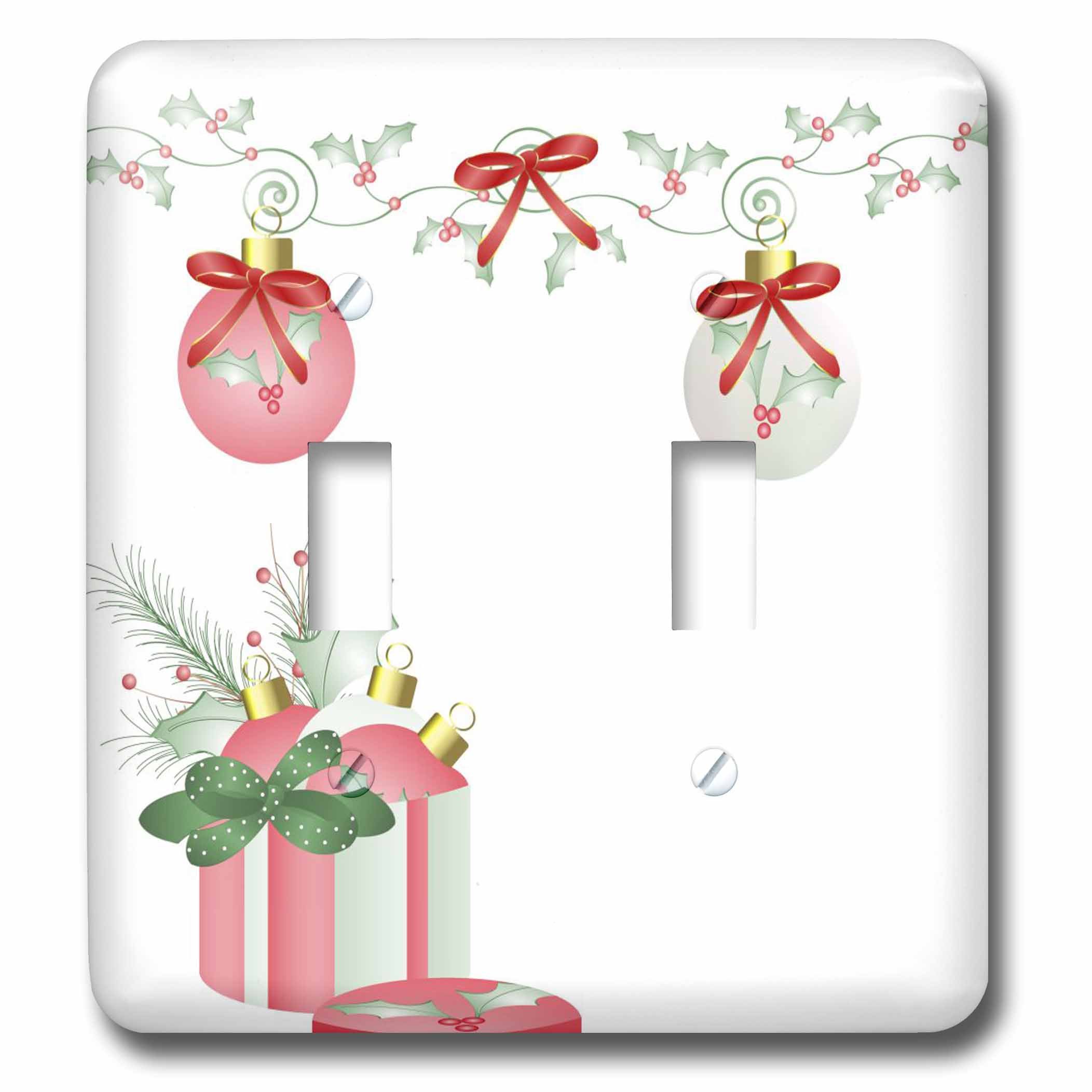3D Holiday Design Silver Green Pink Light Switch Cover - Festive Home Decor for Christmas, Gifts & Party Decorations