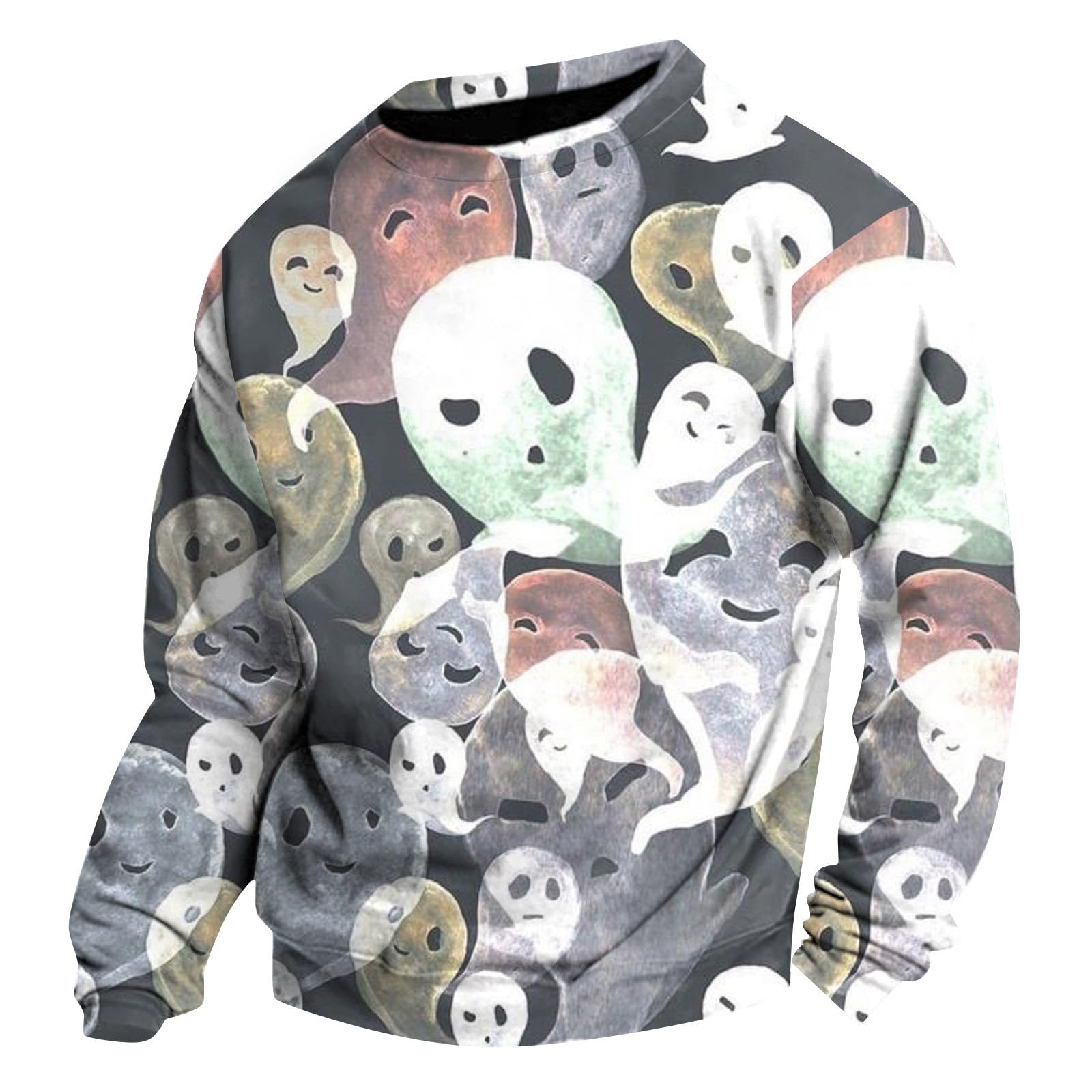 Vintage Halloween Graphic Long Sleeve Sweater for Men - Trendy Slim Fit Crewneck Pullover | Perfect for Halloween Costumes, Fall Fashion & Casual Outfits