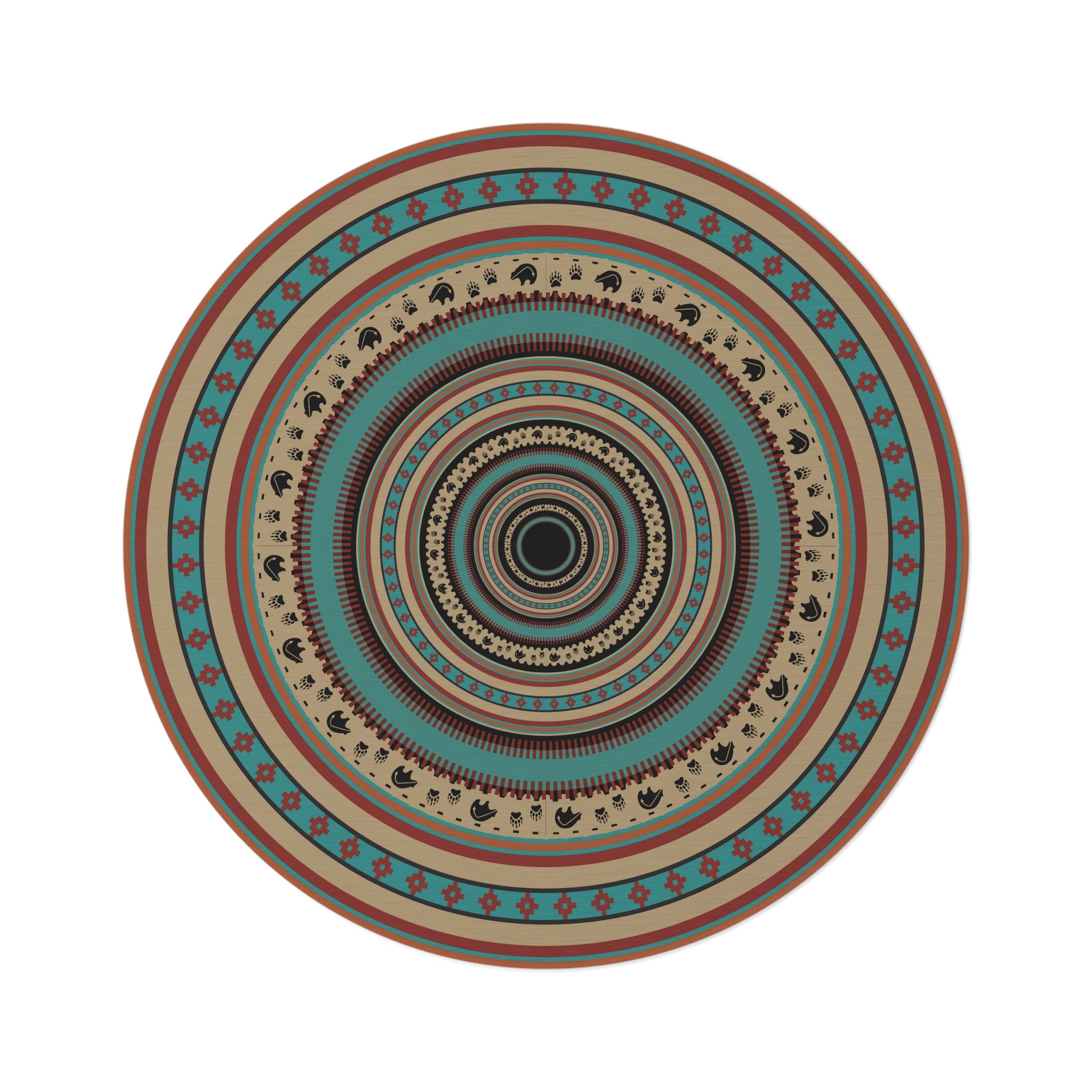 Boho Round Rug - Southwestern Print Polyester Chenille Accent Rug for Living Room, Bedroom, Office - Soft & Stylish Home Decor for Boho Chic Interiors