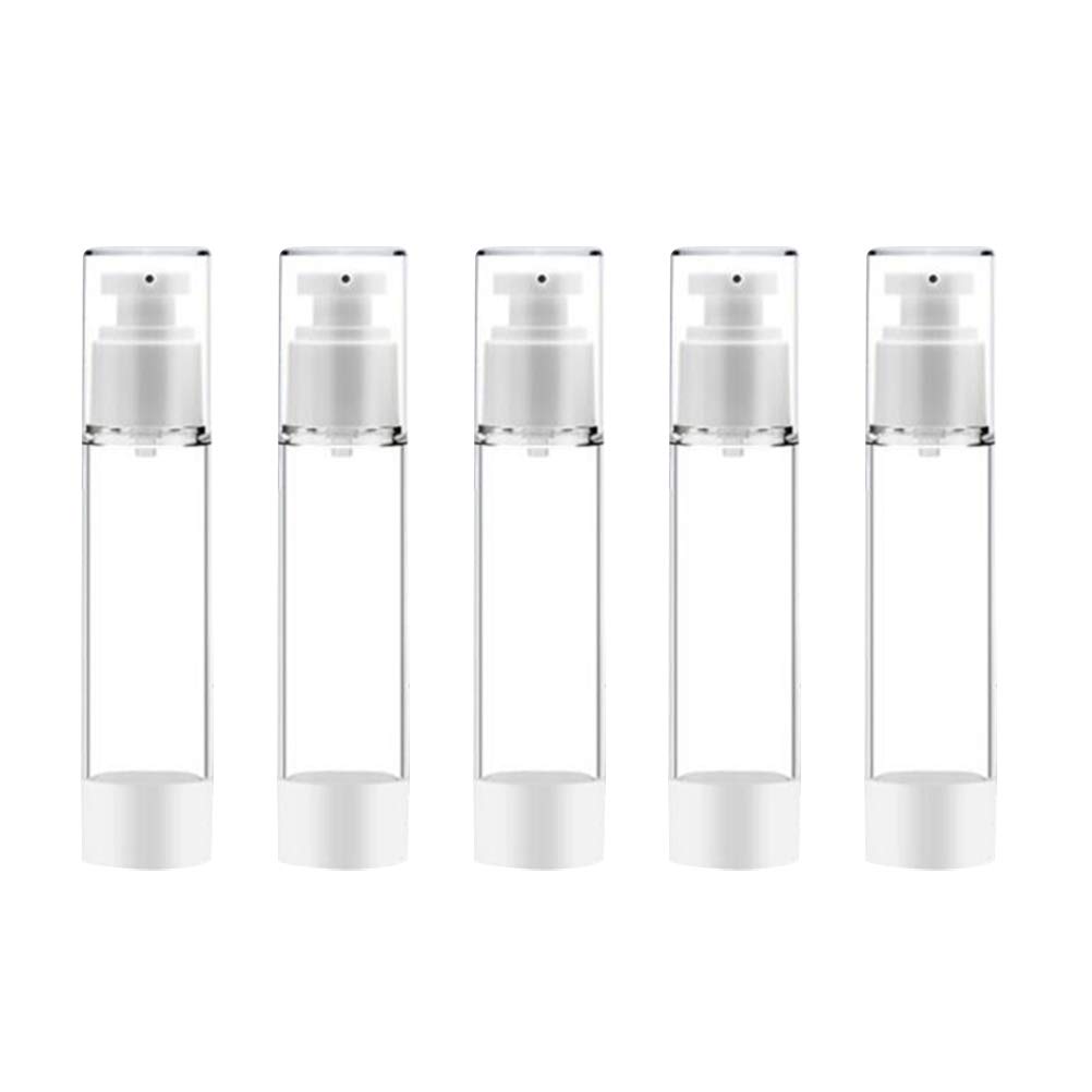 DOITOOL 5-Pack 15ML Pump Dispenser Bottles - Portable Empty Press-Type Lotion Containers for Travel, Cosmetics, Skincare & DIY Subpackaging